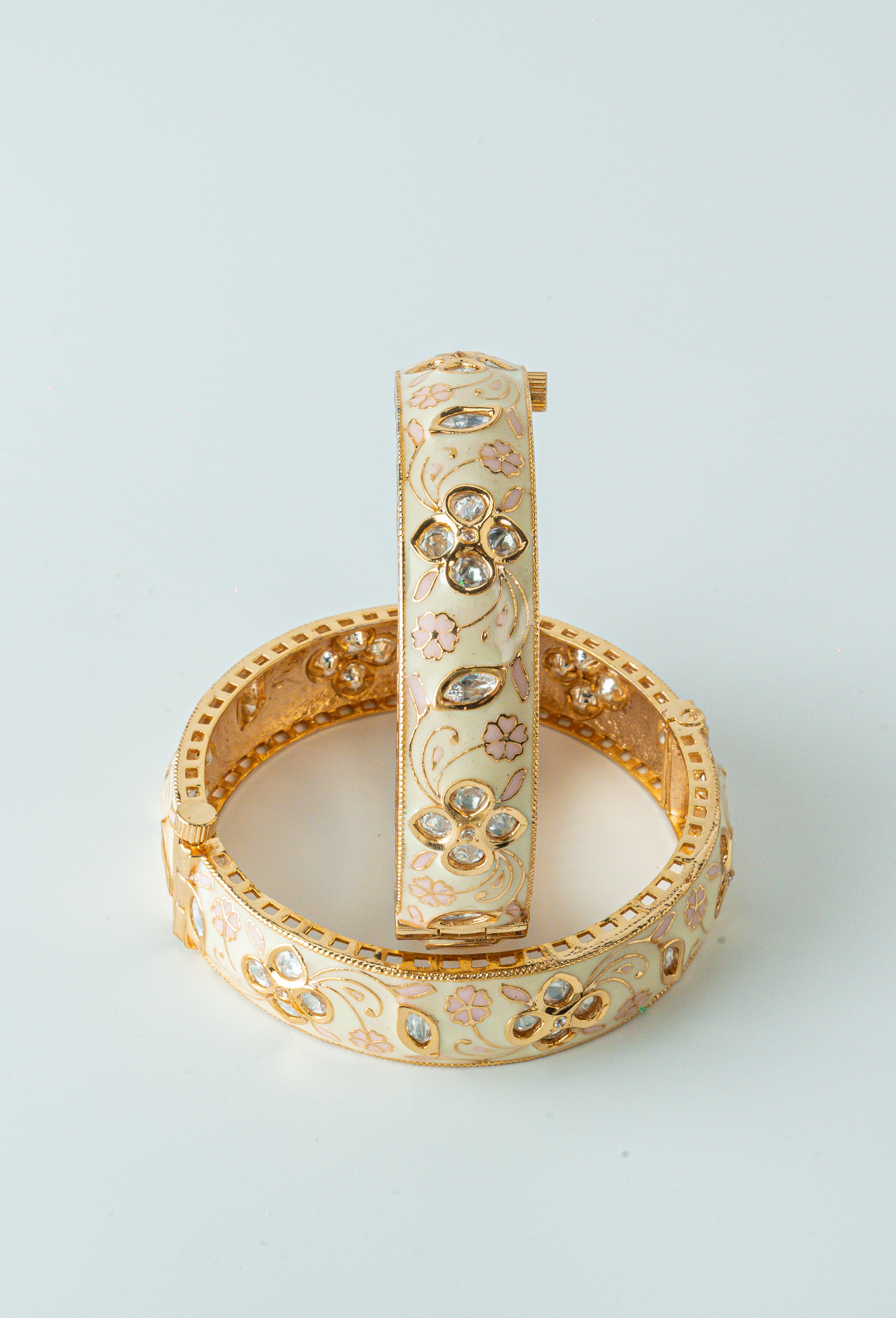 Enchanting Kundan Meenakari Screw Bangles