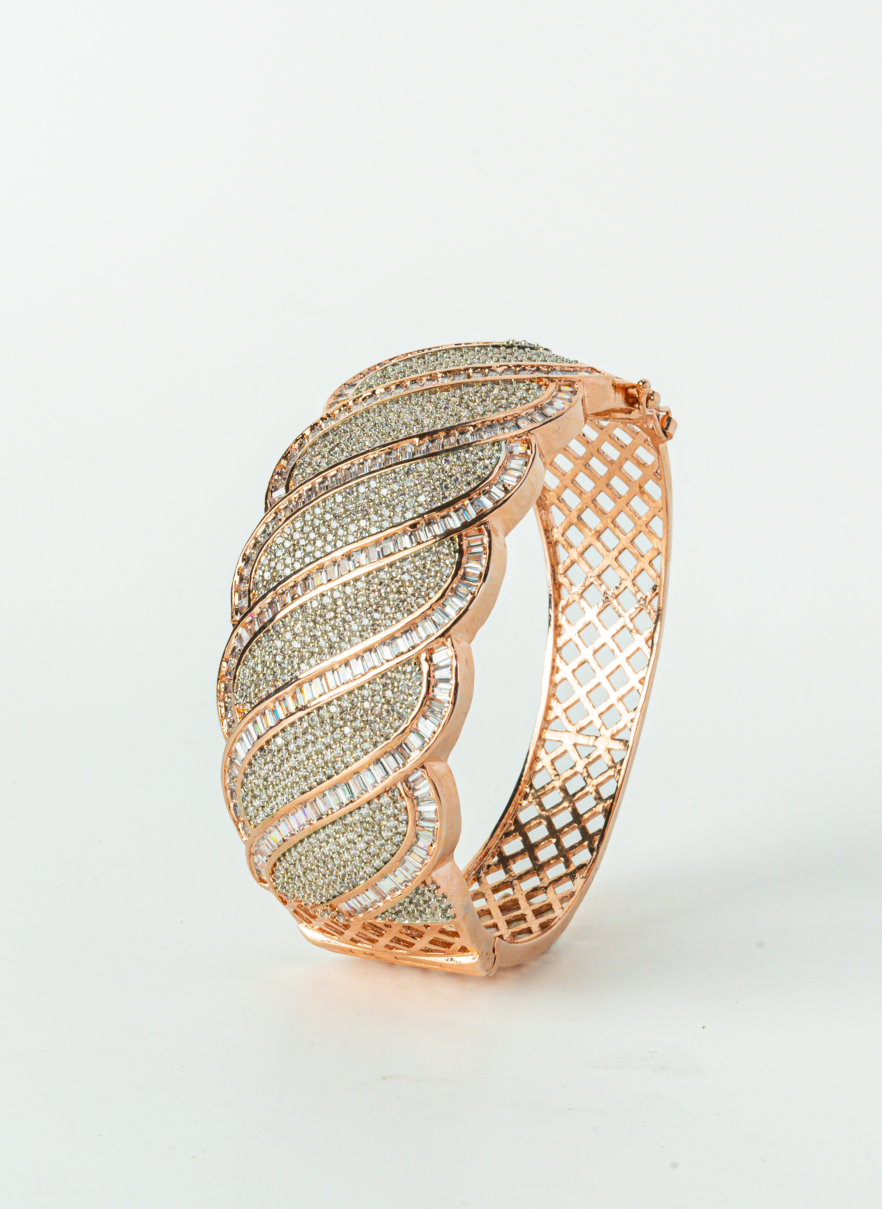 Rose Gold White CZ Open Bracelet