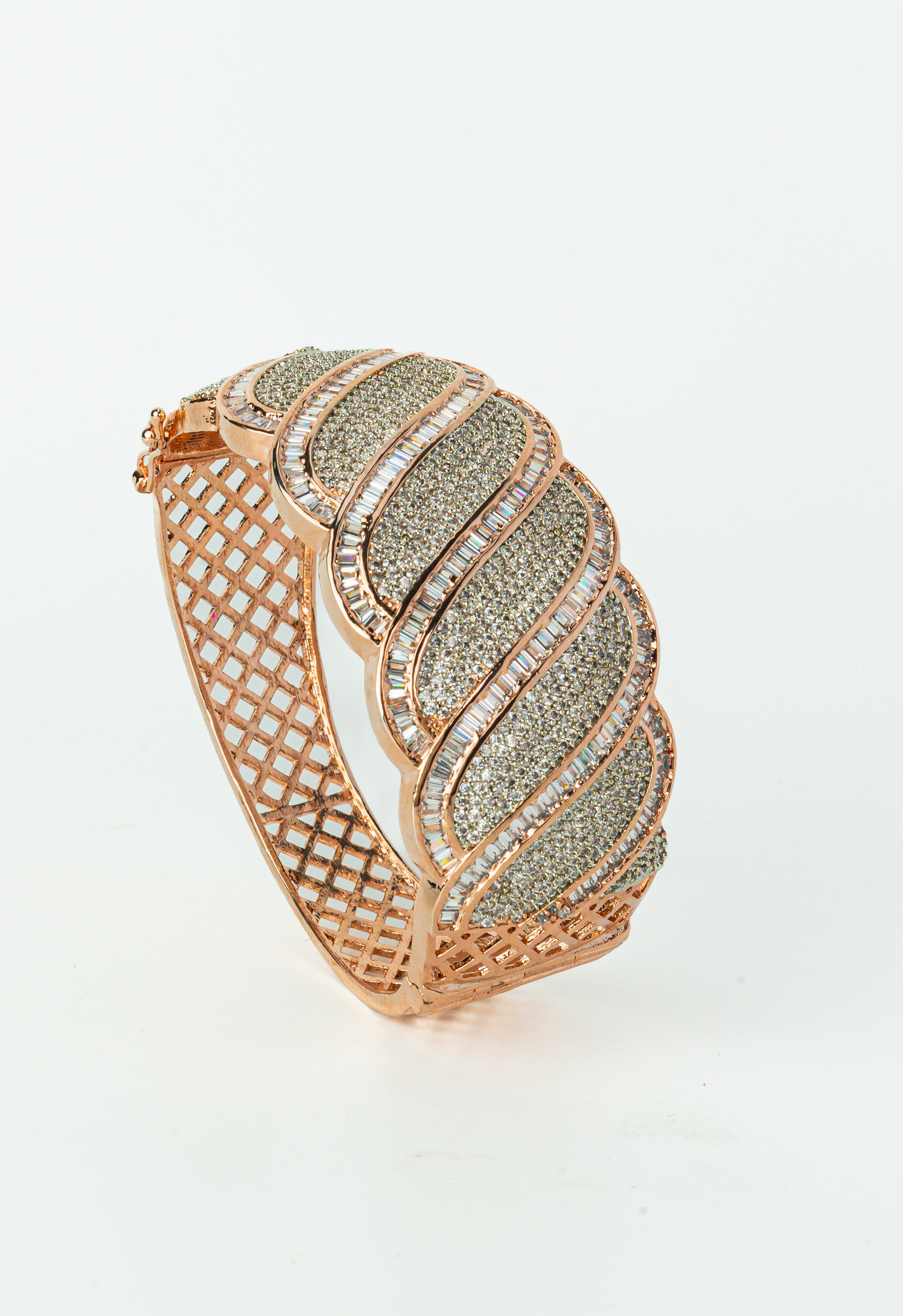 Rose Gold White CZ Open Bracelet