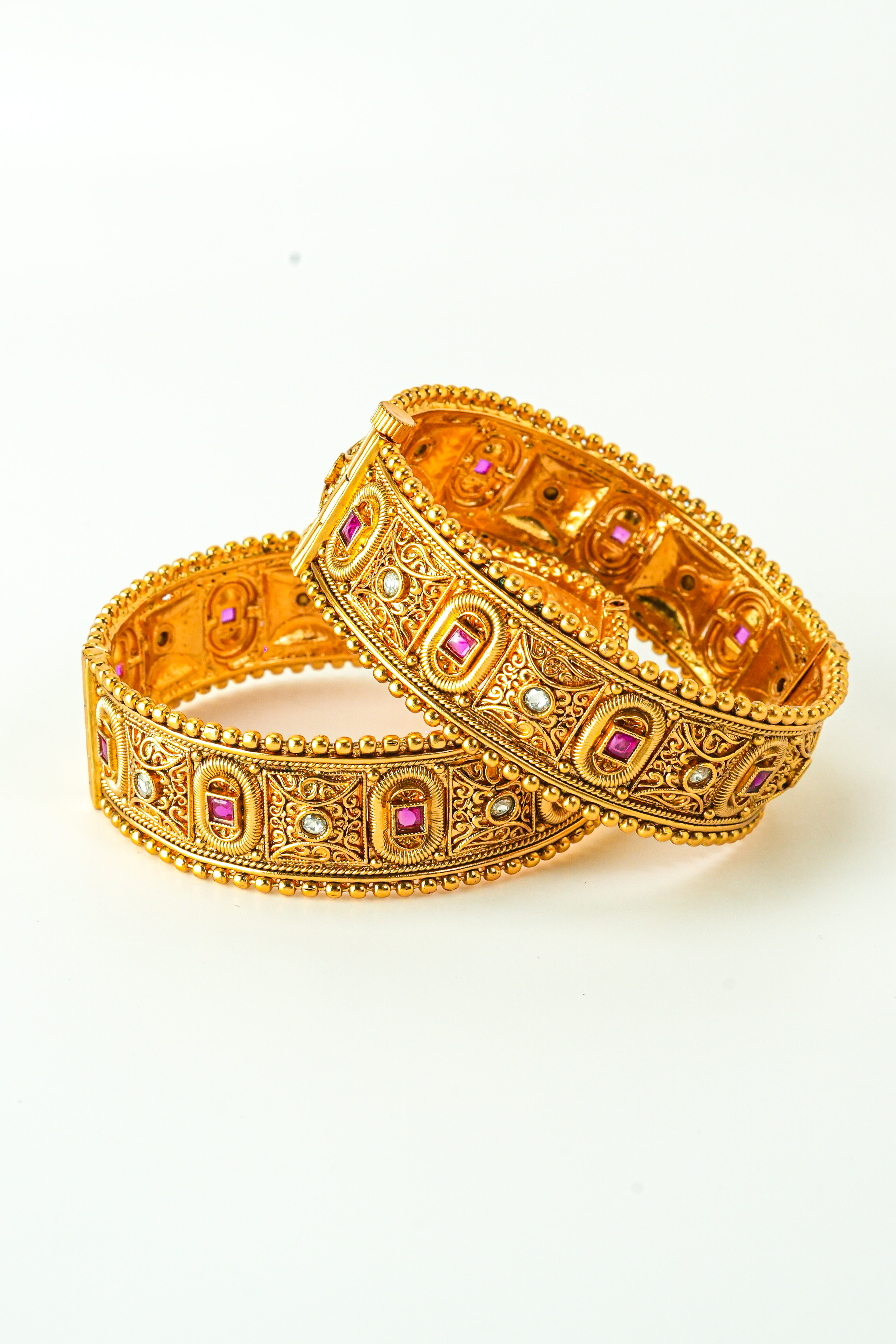 Kada Bangles with Ruby Stones 