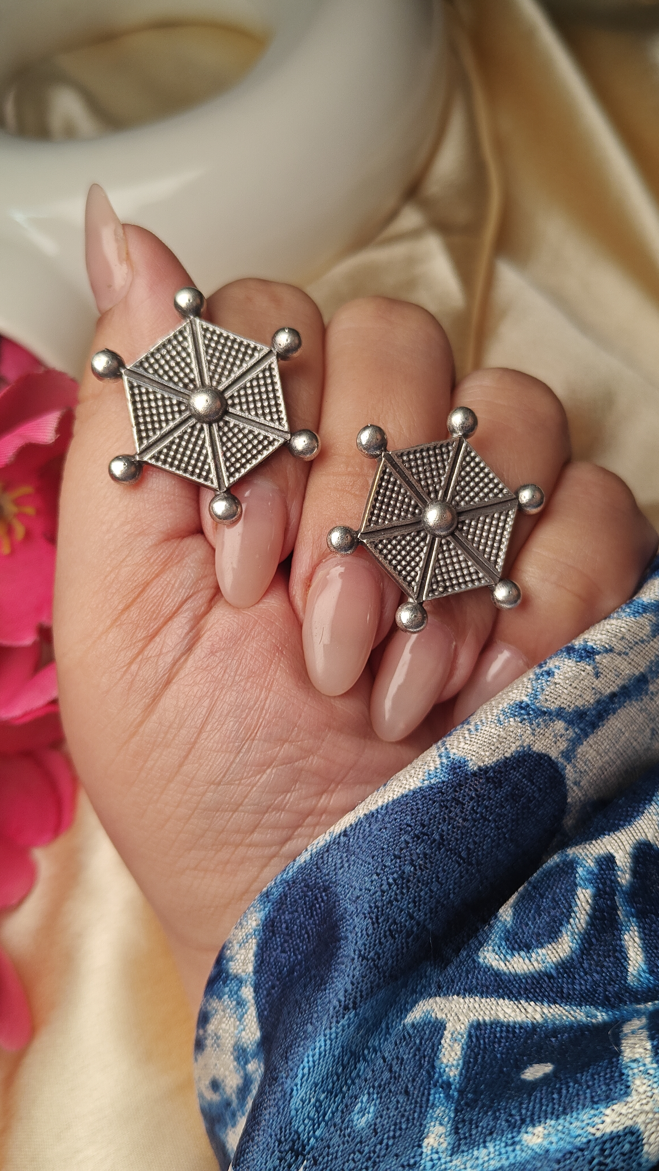Silver Starburst Ethnic Studs