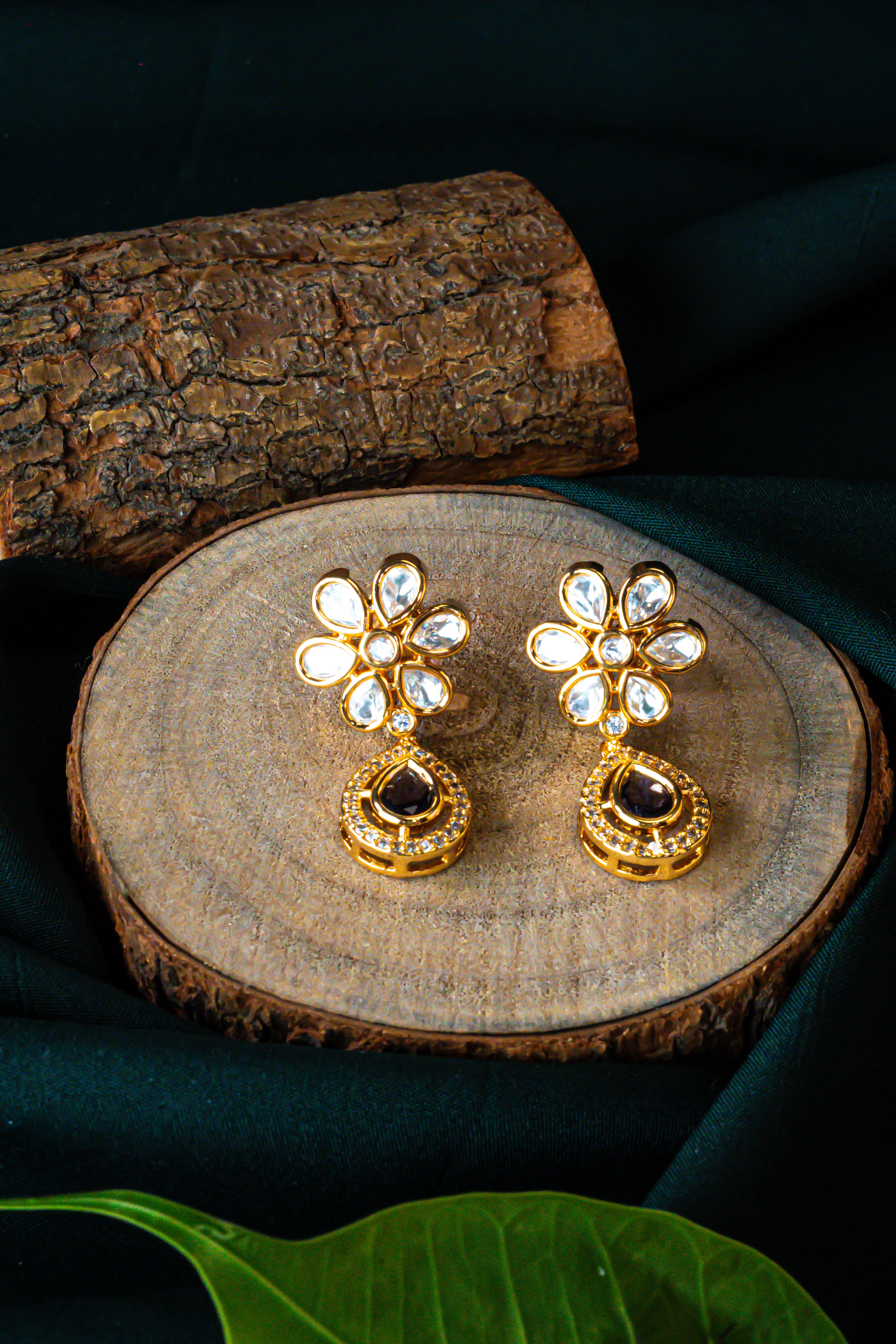 Azure Sparkle Kundan Drops