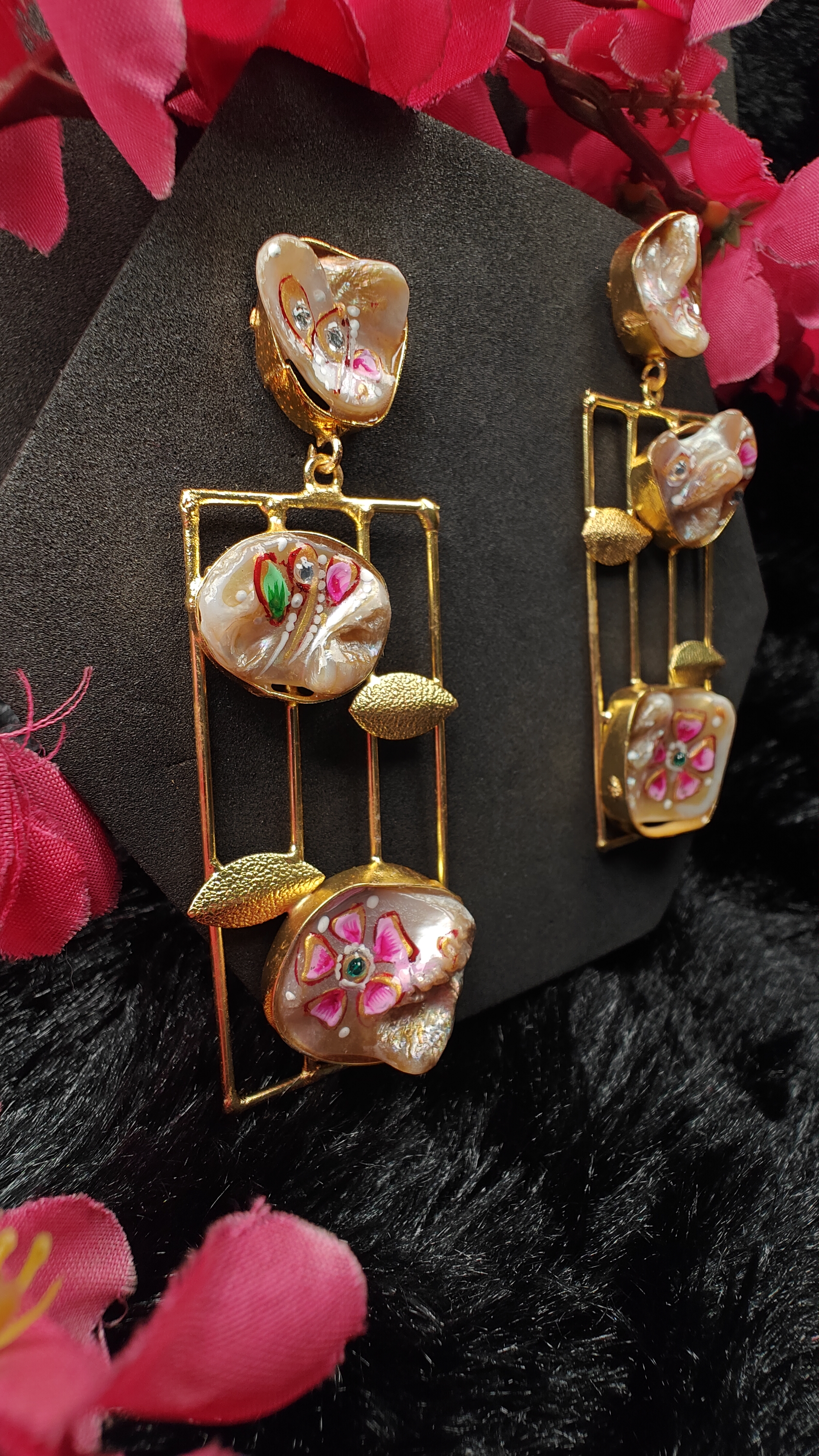 Hand-Painted Art Statement Dangler Earrings