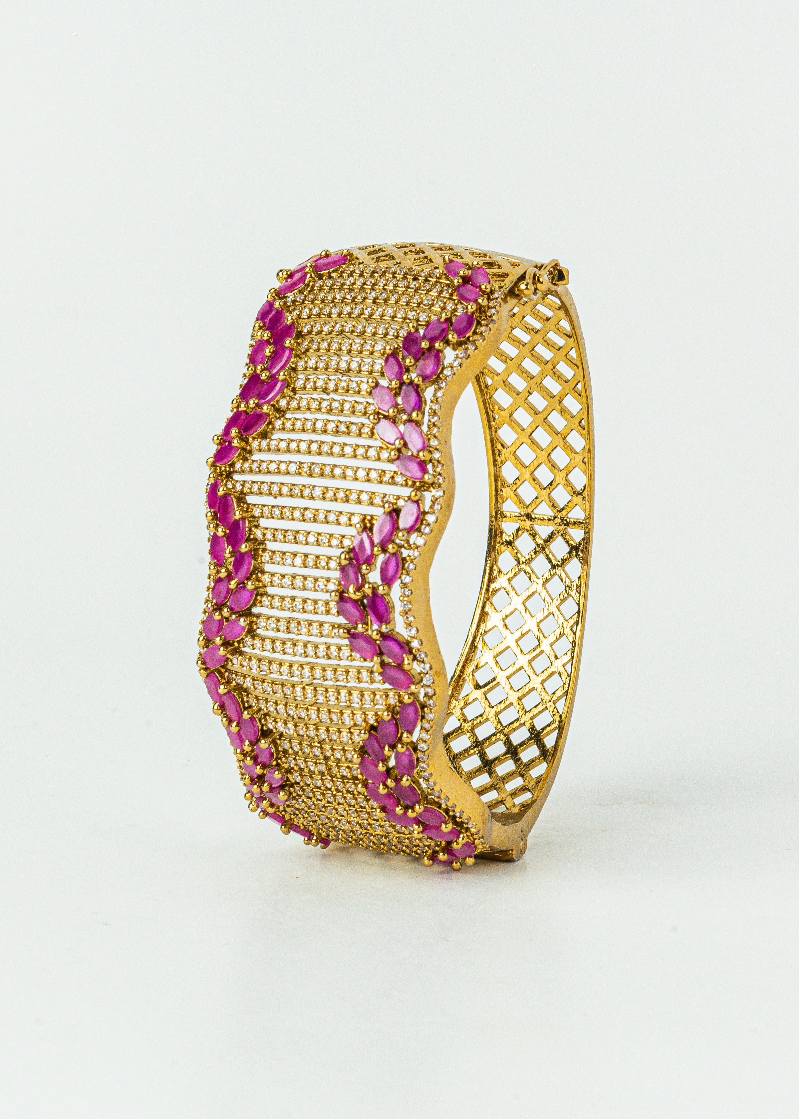 Vintage Ruby golden CZ Open Bracelet