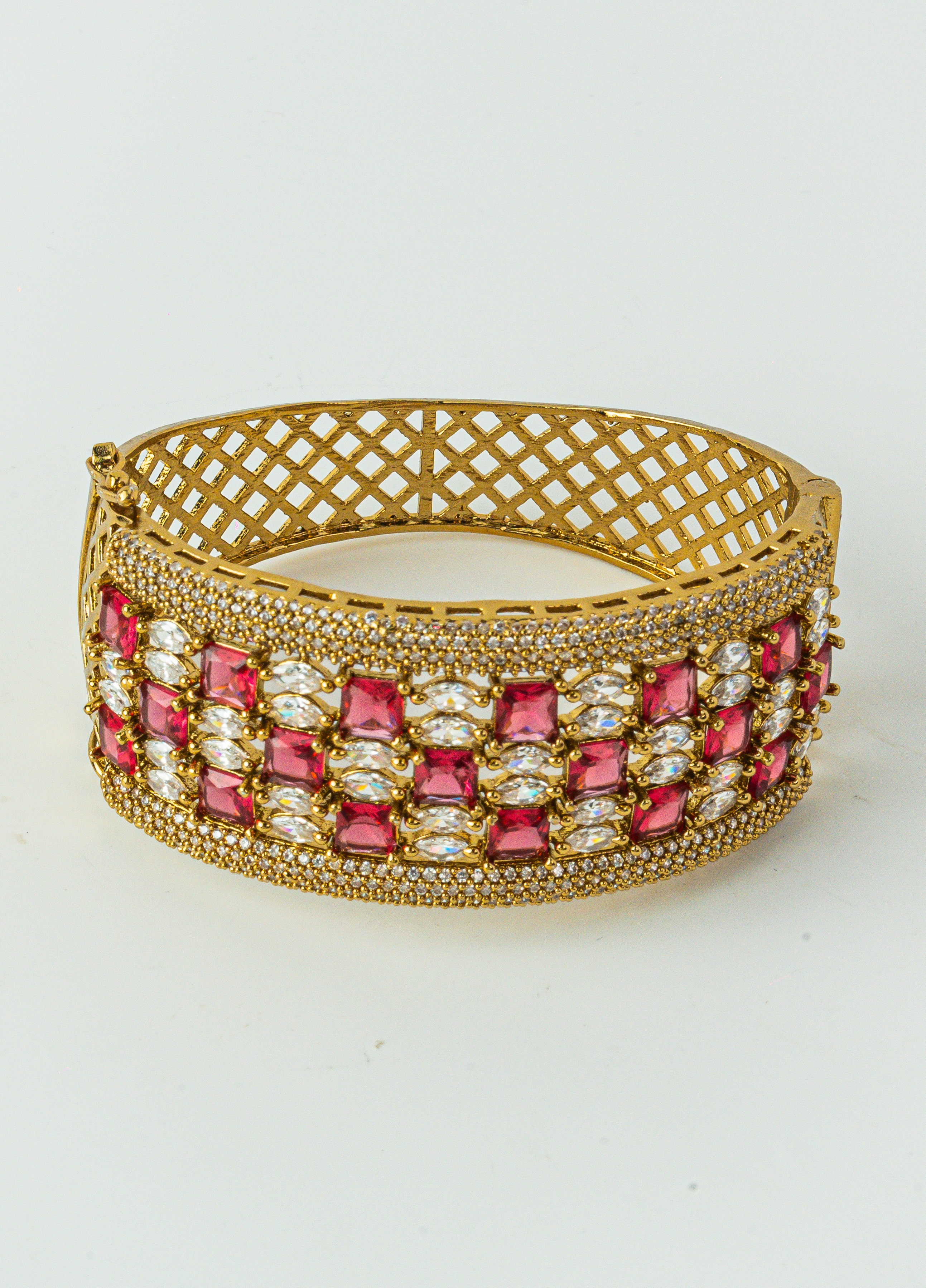 Ruby & White CZ Antique Bracelet