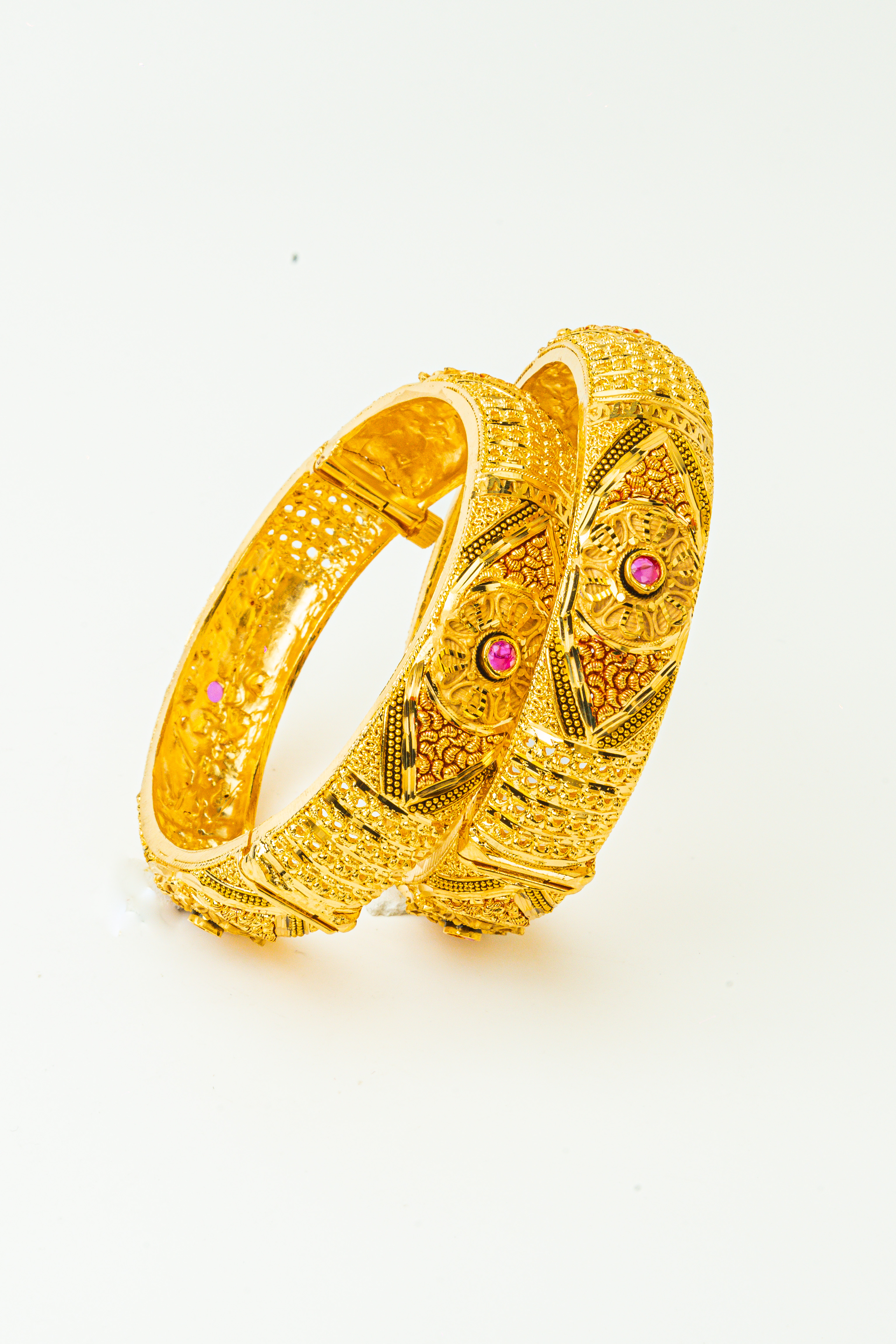 Crimson Spark Gold Screw Bangles