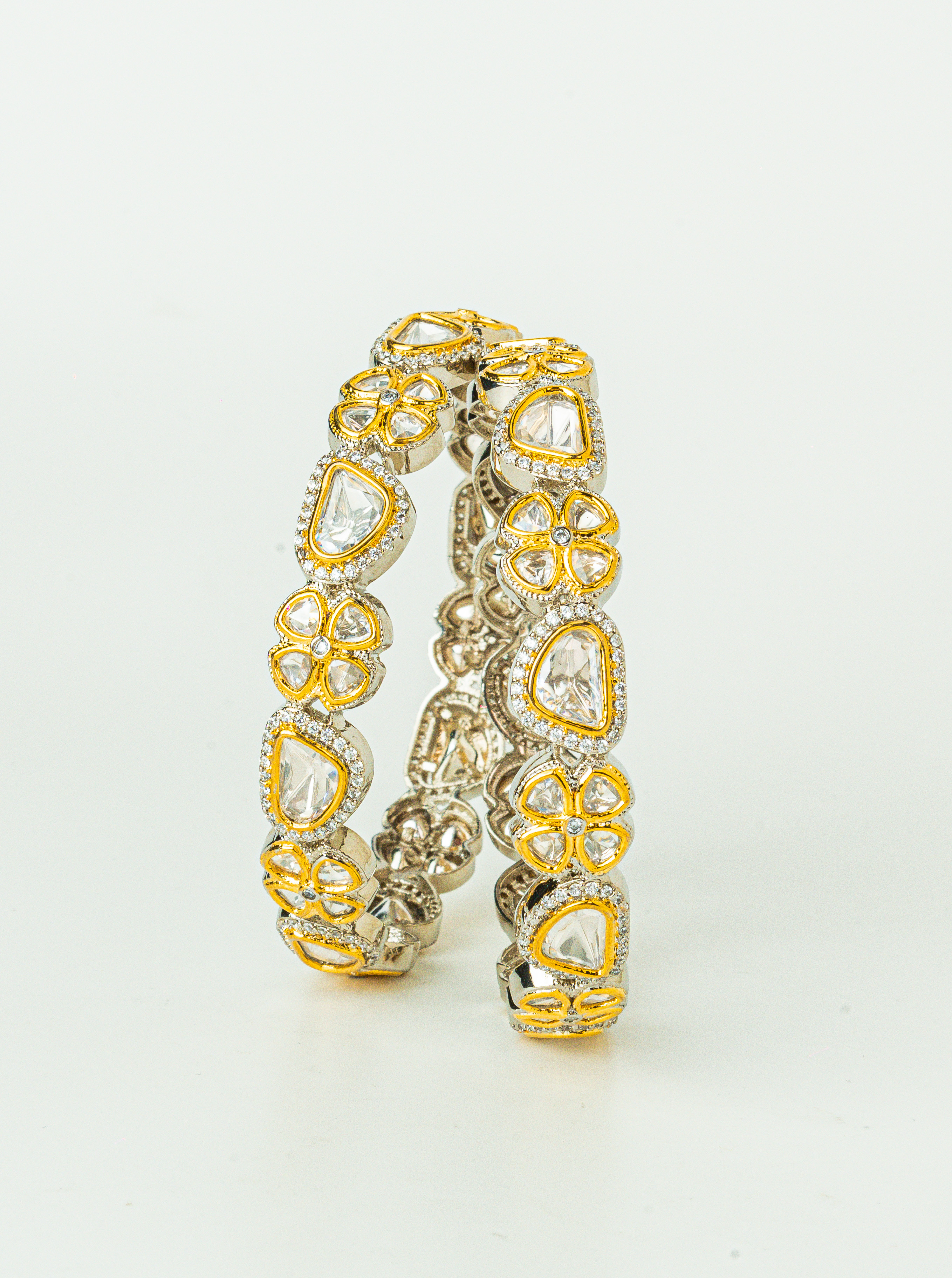 Rhodium Kundan Sparkle Bangles