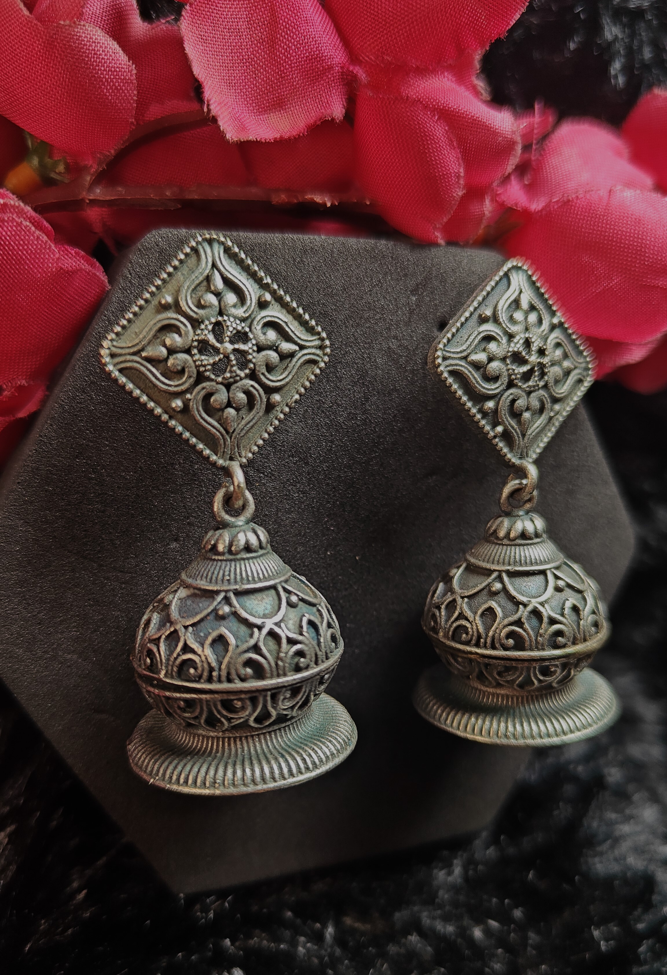 Heritage Dome Oxidised Jhumkas