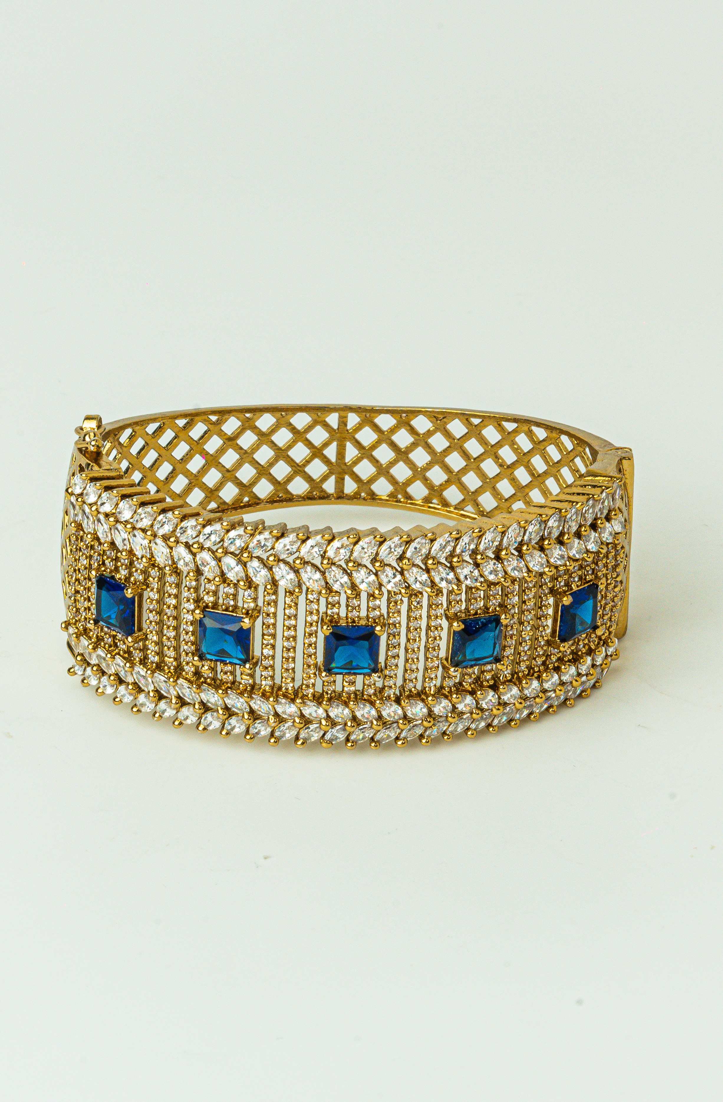 Blue & White CZ Antique Open Bracelet