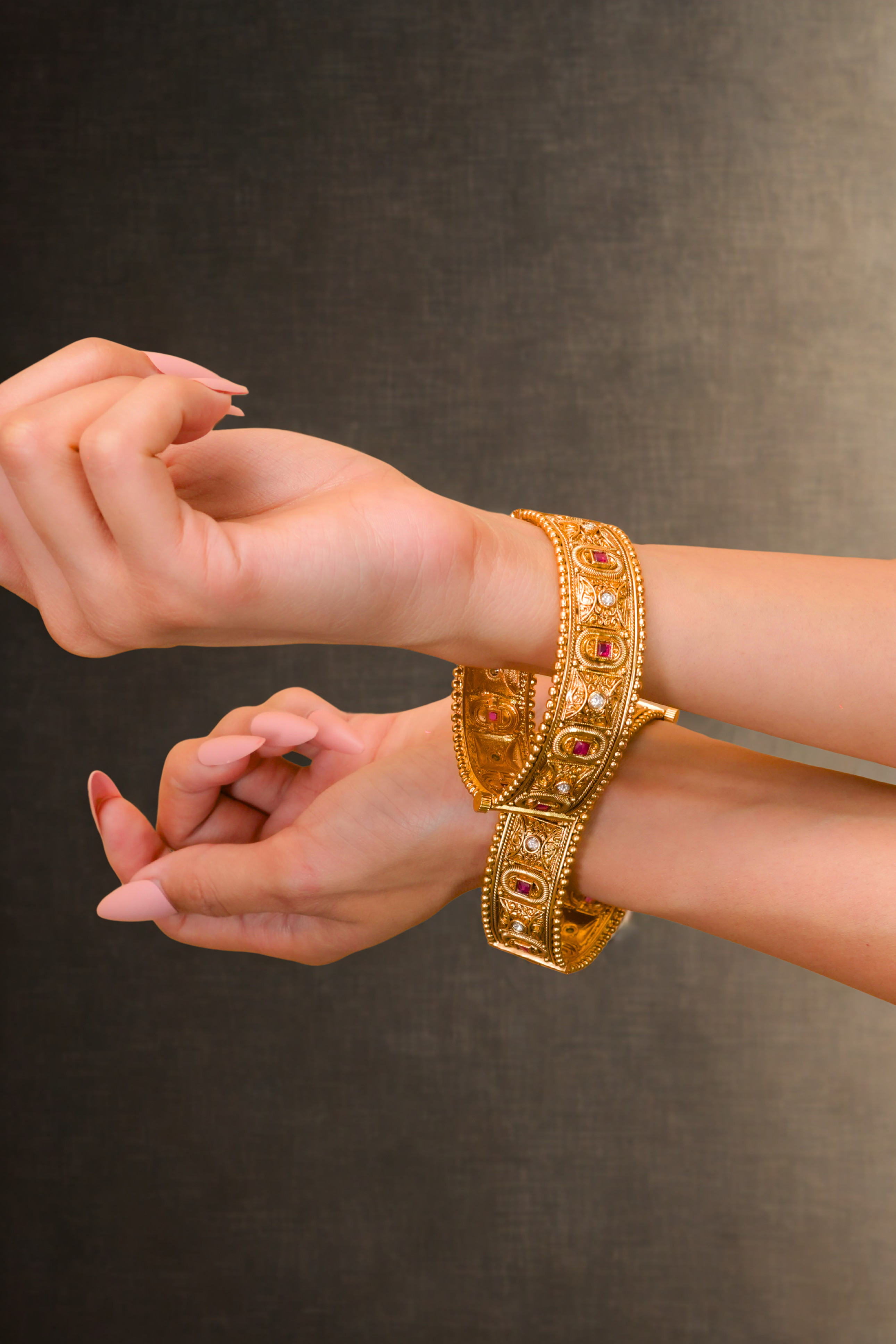 Kada Bangles with Ruby Stones 