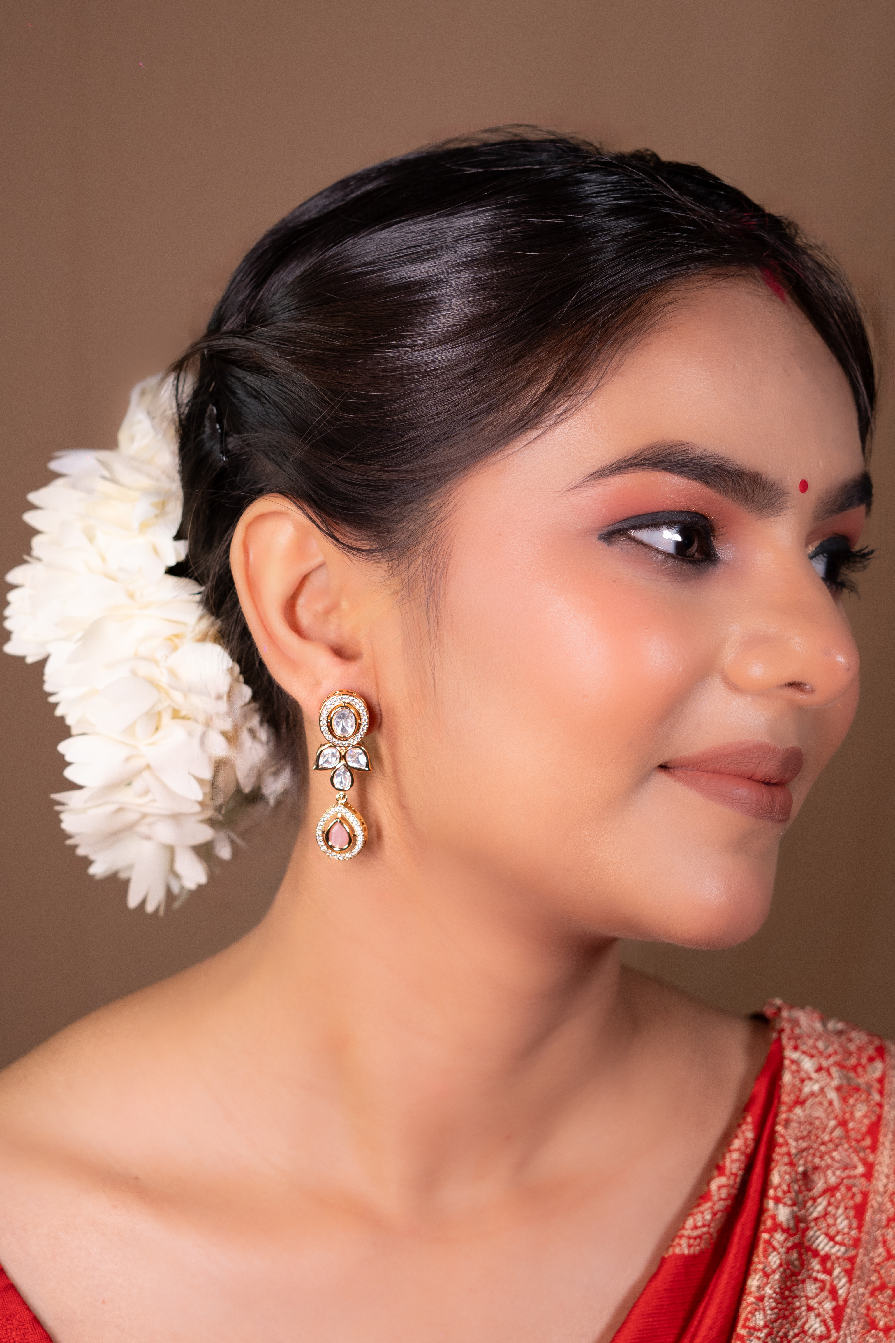 Rosy Glow Kundan Teardrops