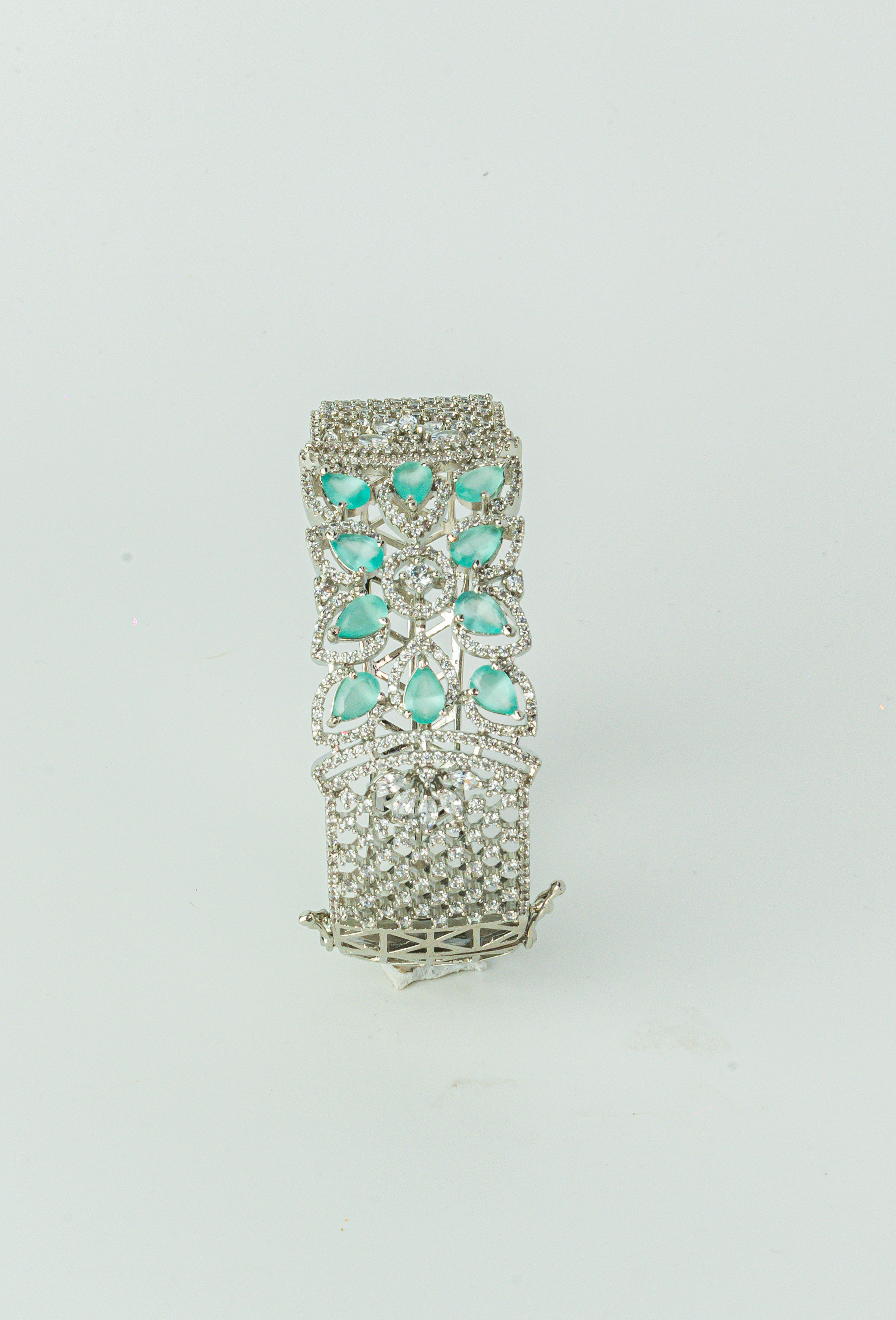 Teal & White CZ Rhodium Bracelet