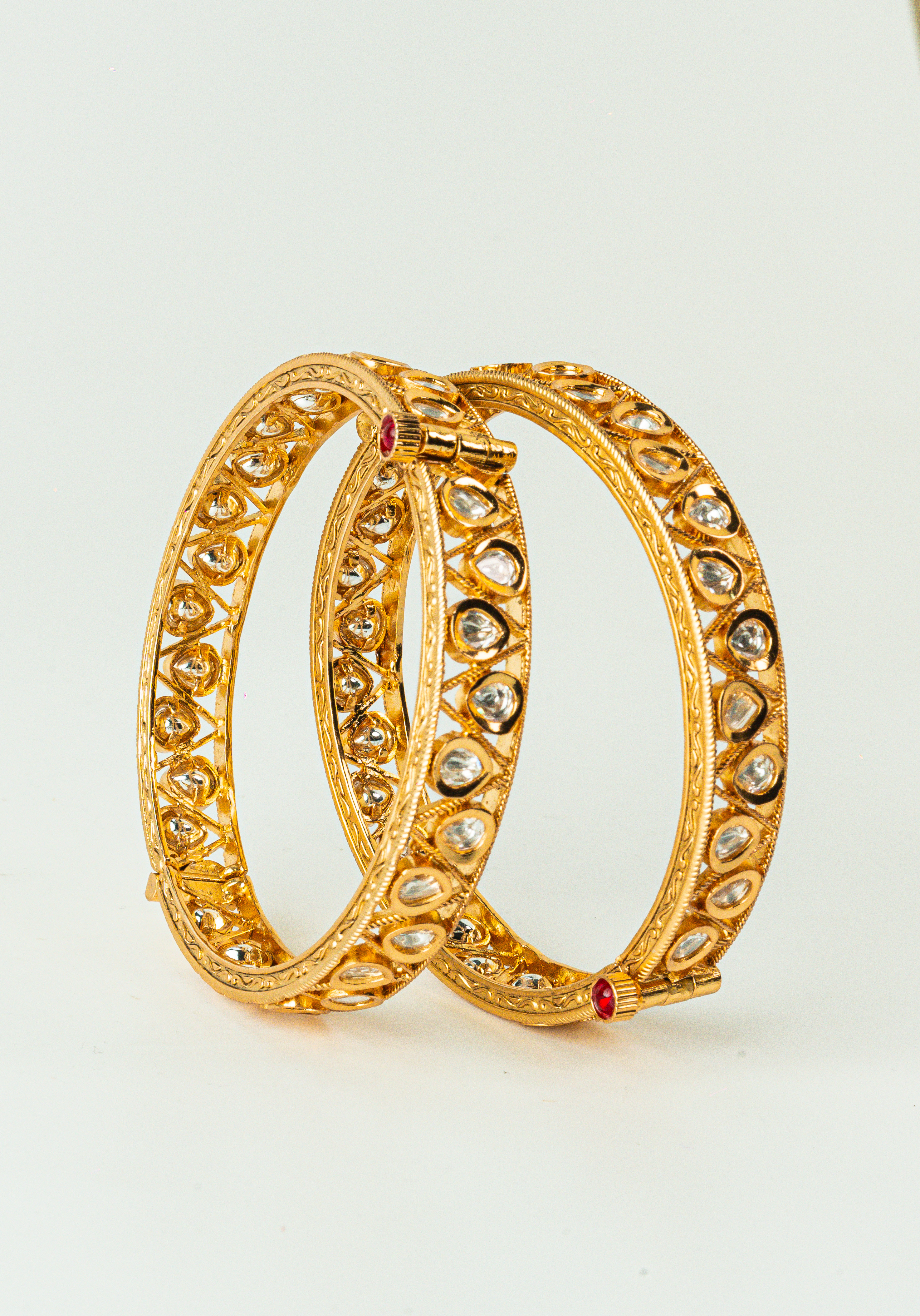 Heritage Kundan Screw Gold Bangles