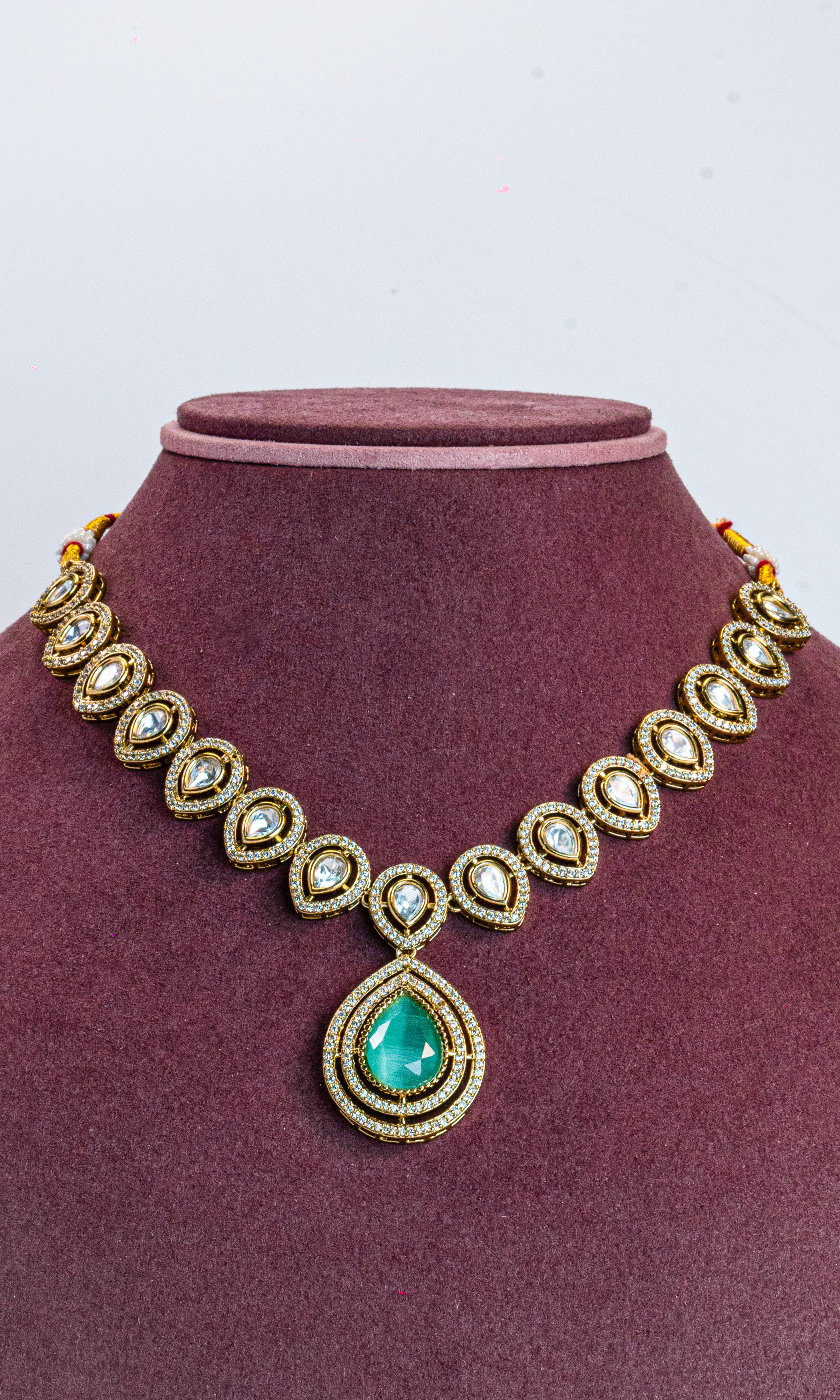 Mint Green Teardrop Kundan Necklace