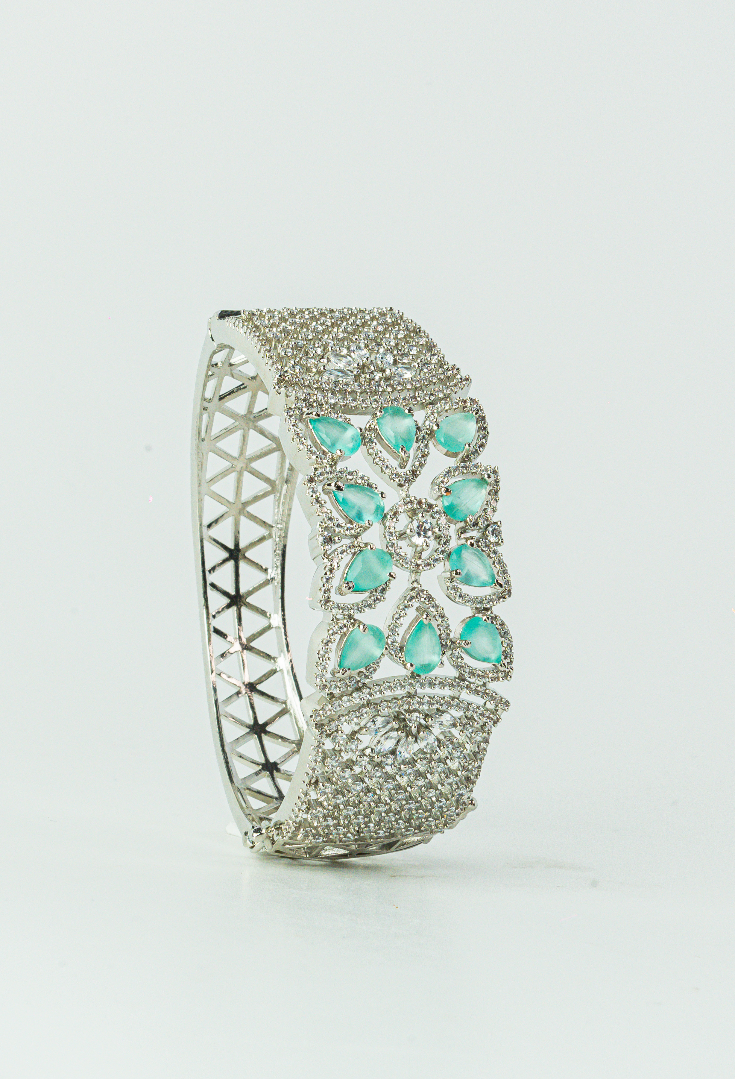 Teal & White CZ Rhodium Bracelet