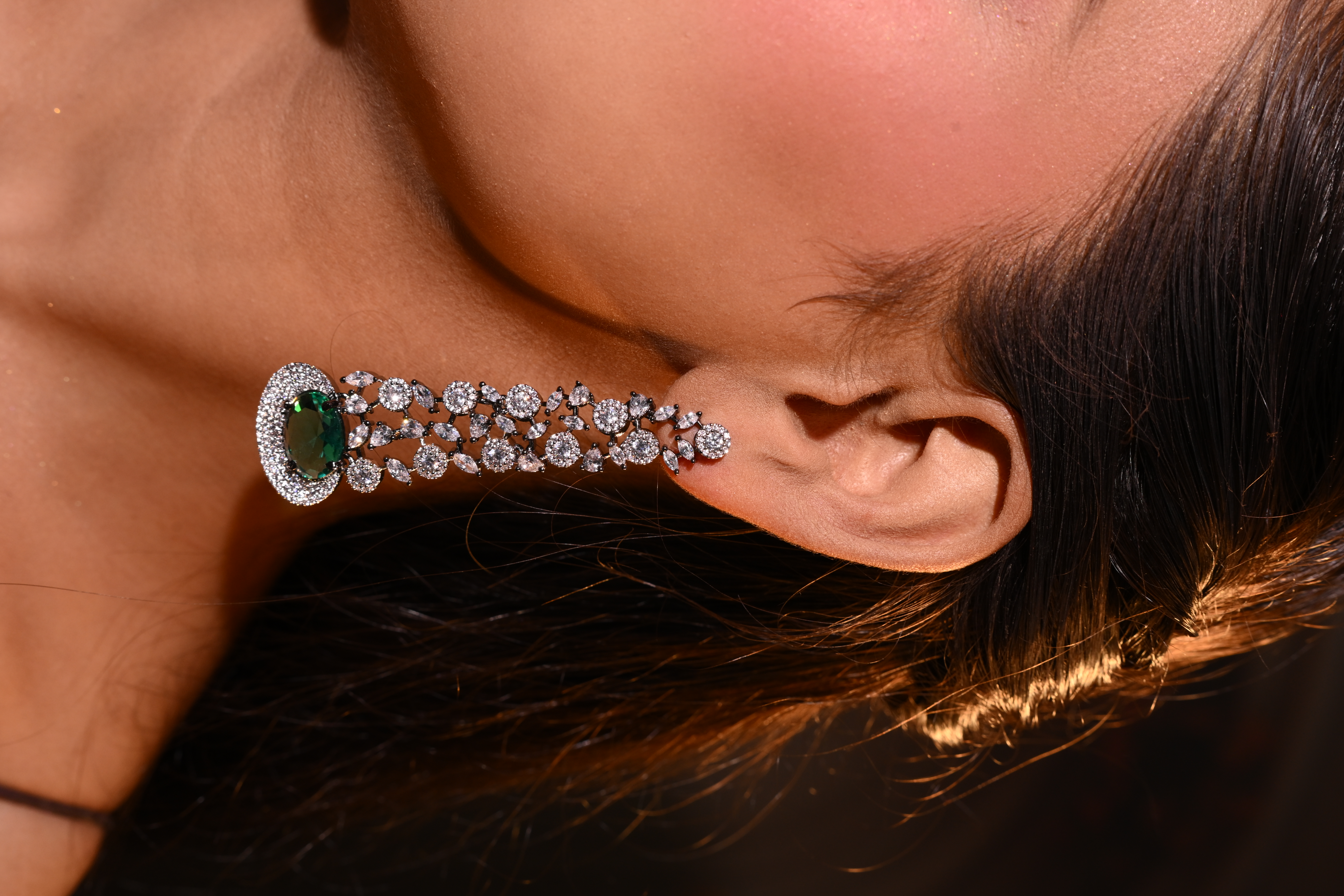 Elegant CZ Emerald Drop Earrings
