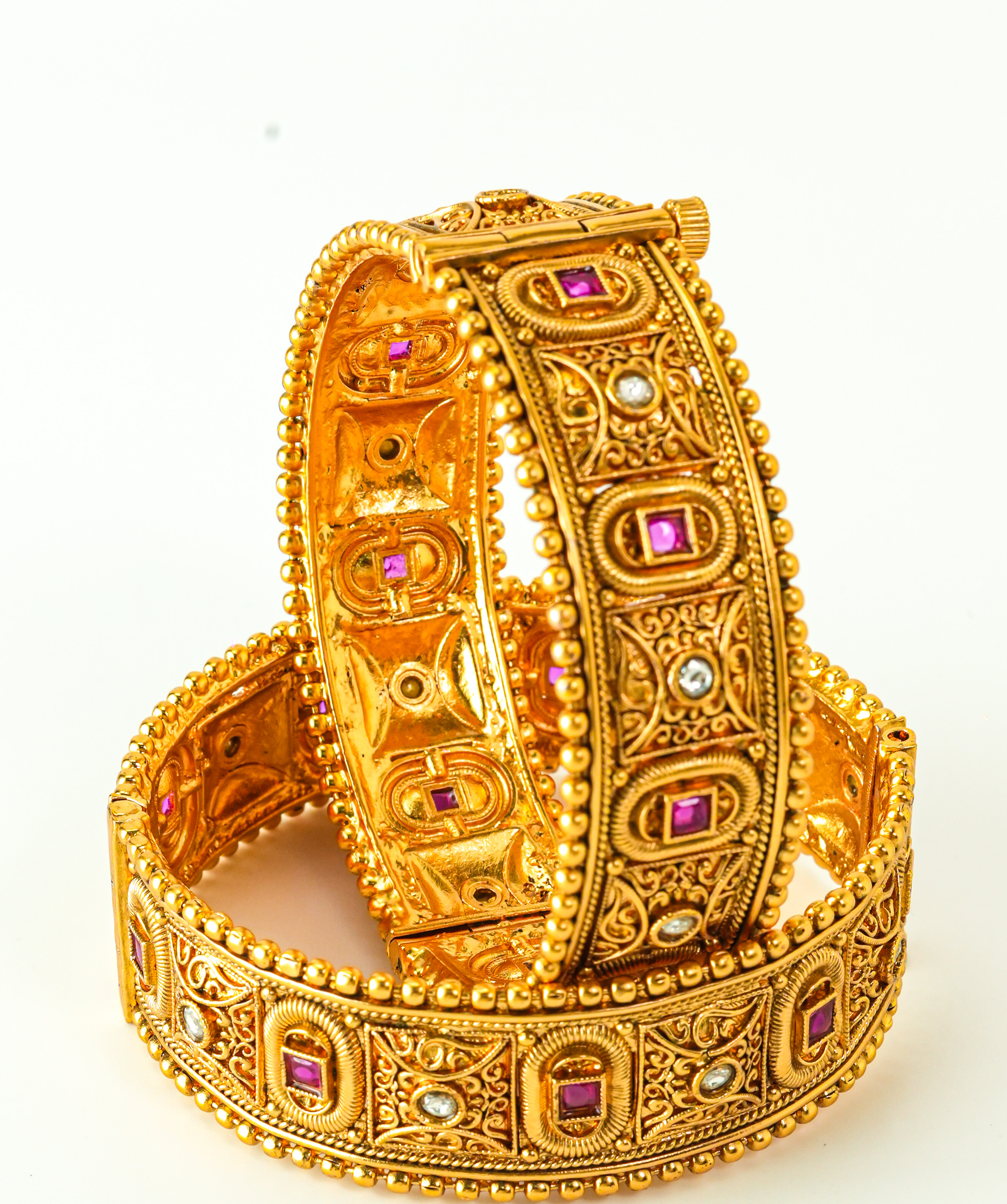Kada Bangles with Ruby Stones 