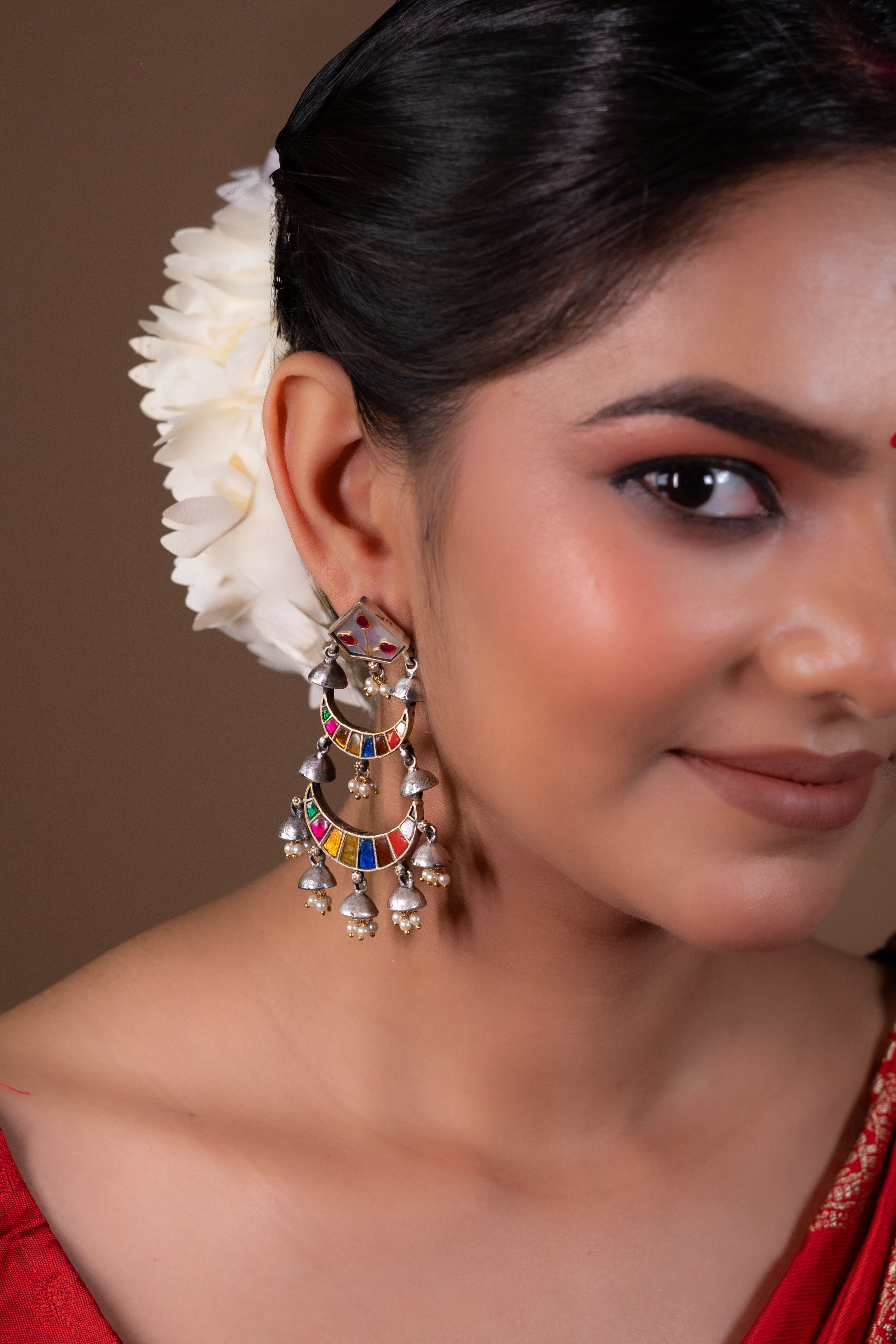 Silver MOP Meenakari Blossoms