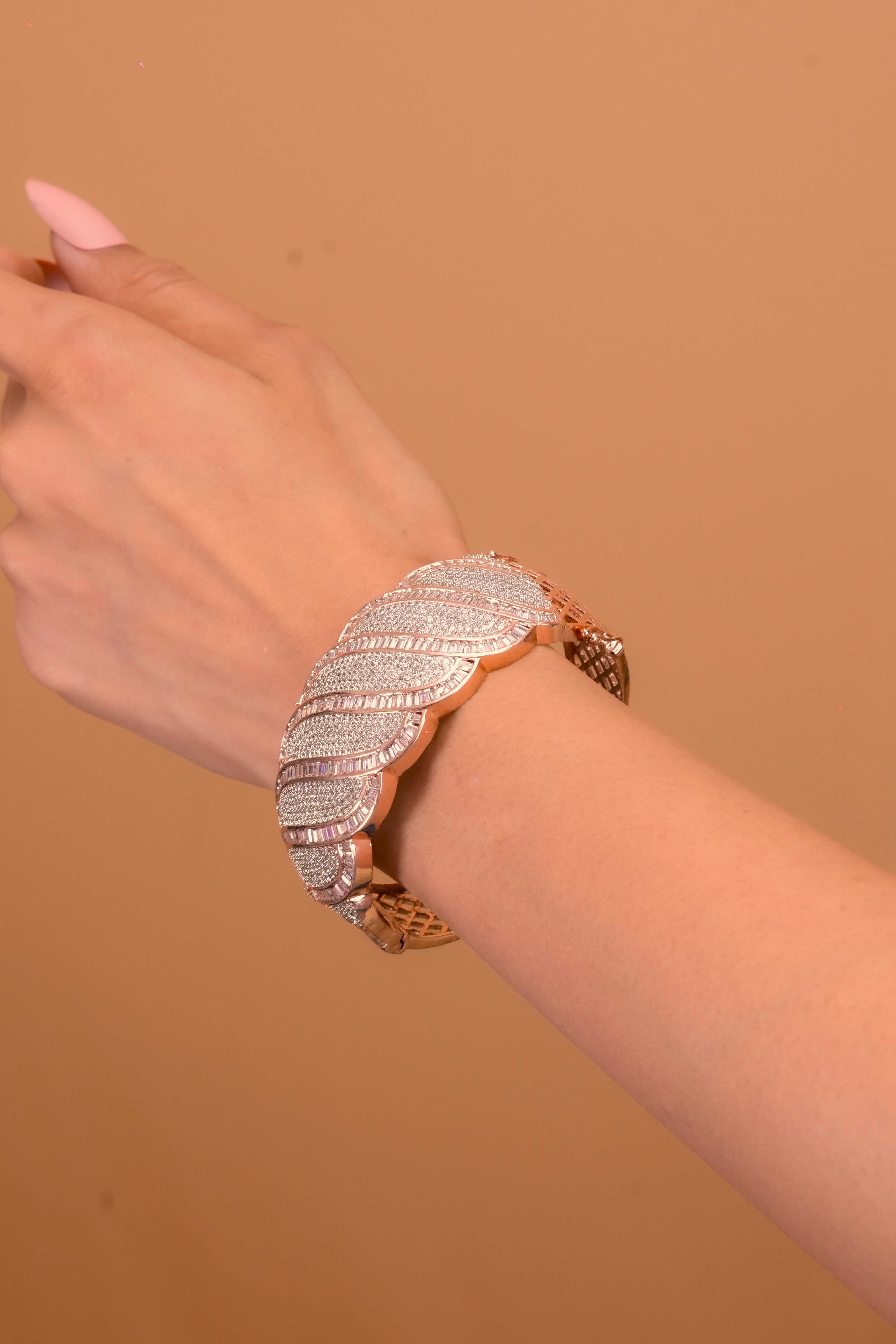 Rose Gold White CZ Open Bracelet