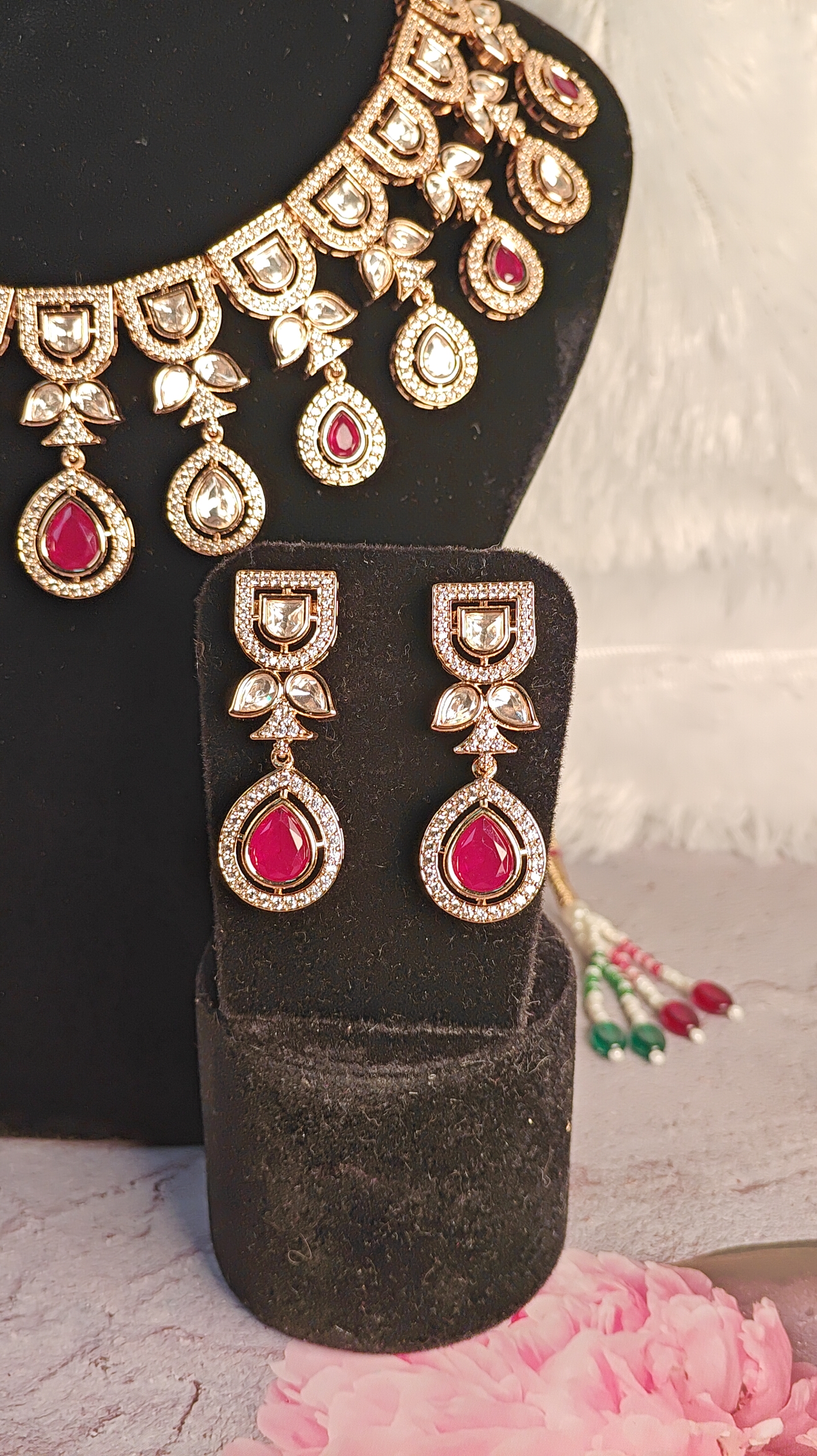 Royal Ruby Bridal Kundan Necklace Set