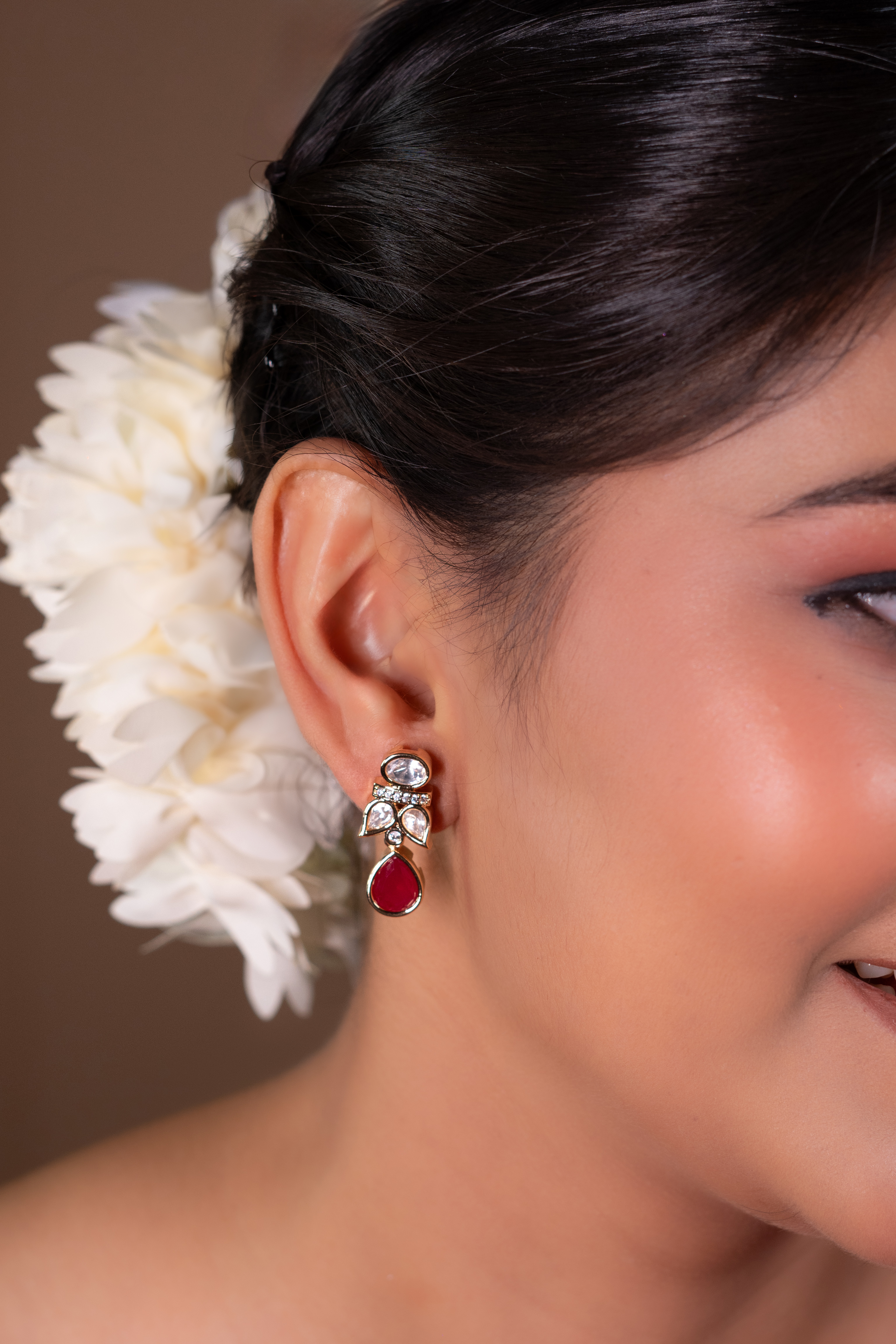 Crimson Majesty Kundan Earrings