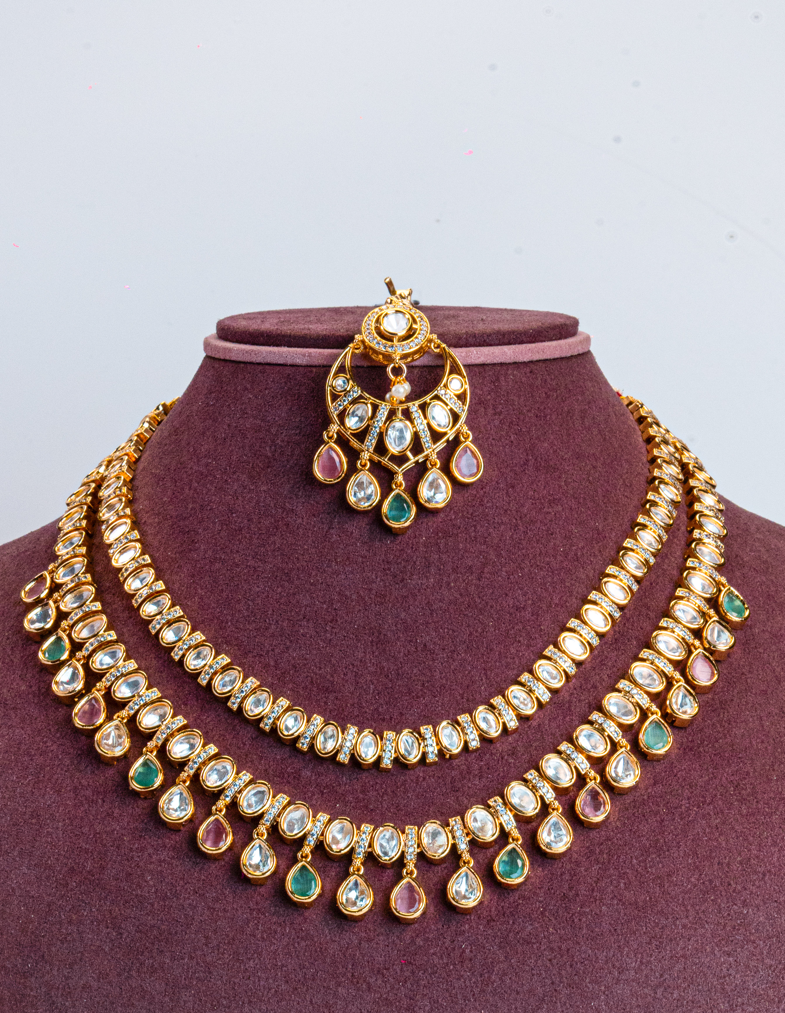 Multicolour CZ Kundan Necklace