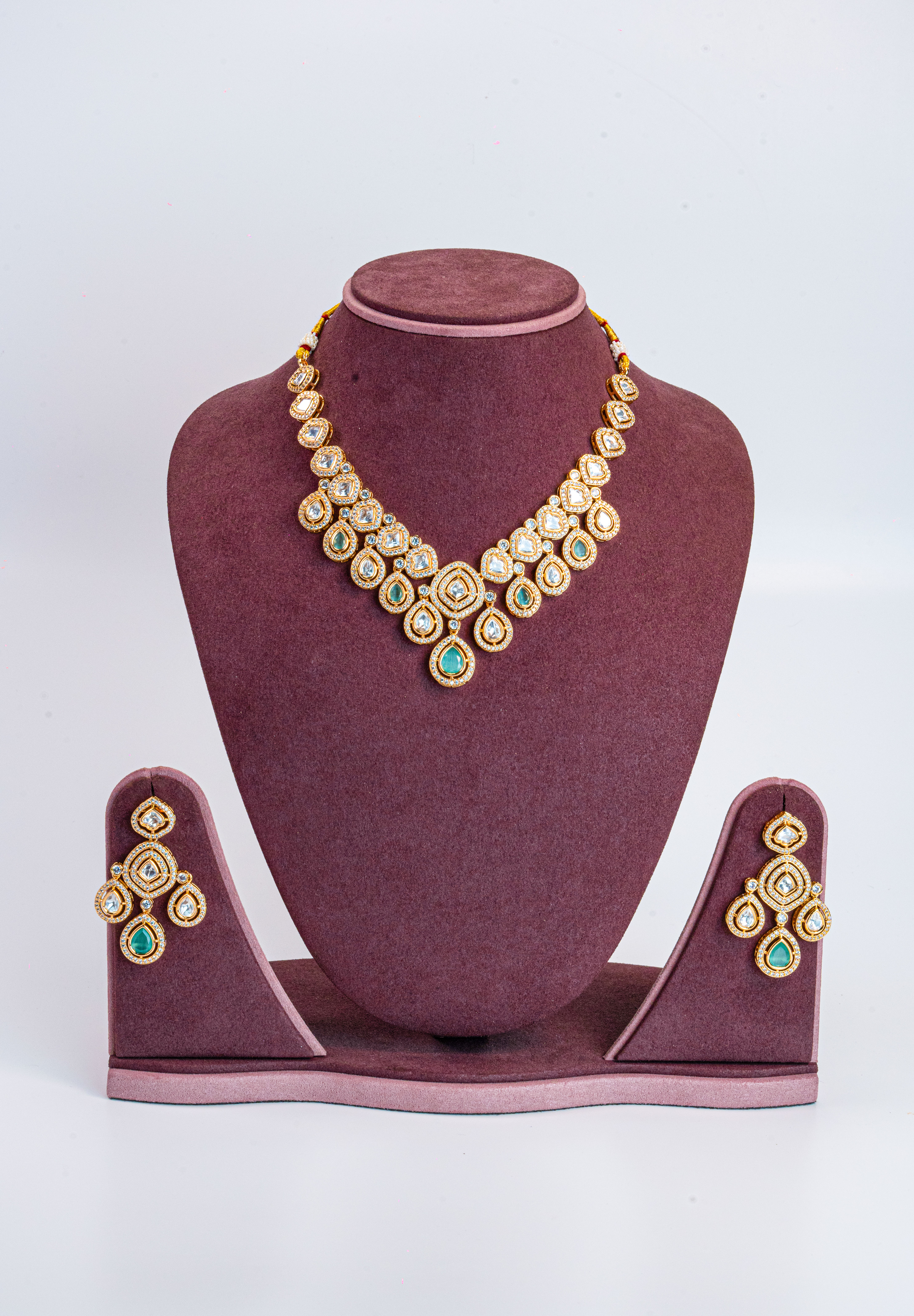 Mint Green CZ Kundan Necklace