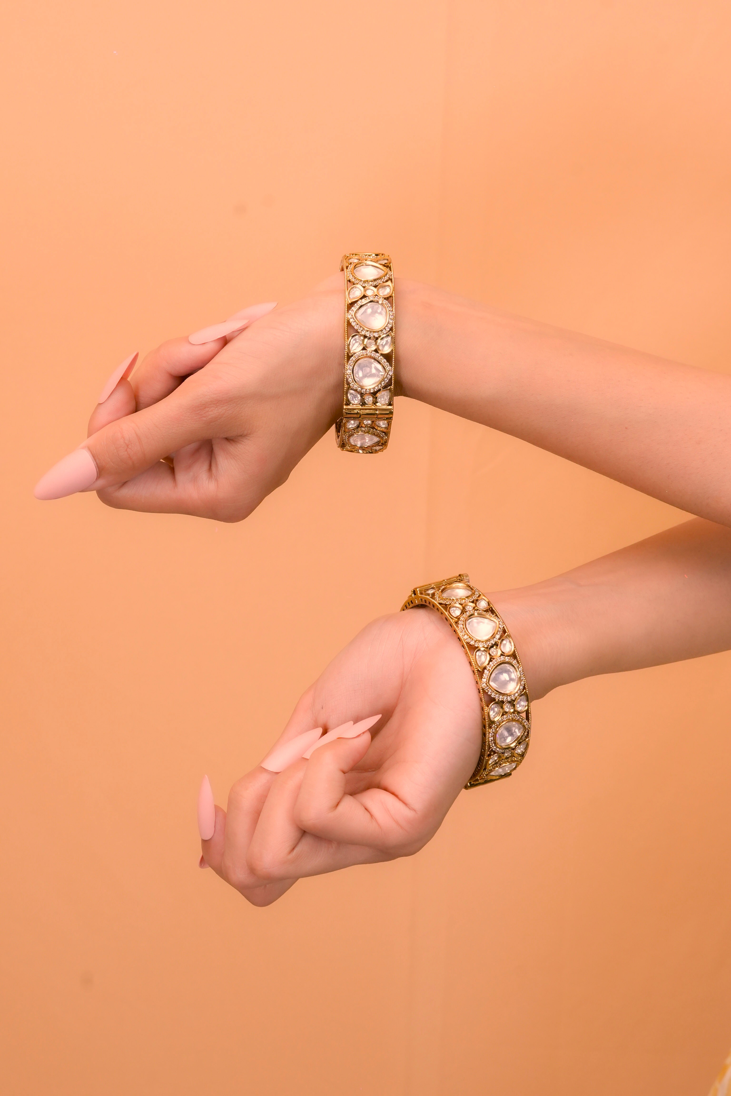 Antique Kundan CZ Screw Bangles