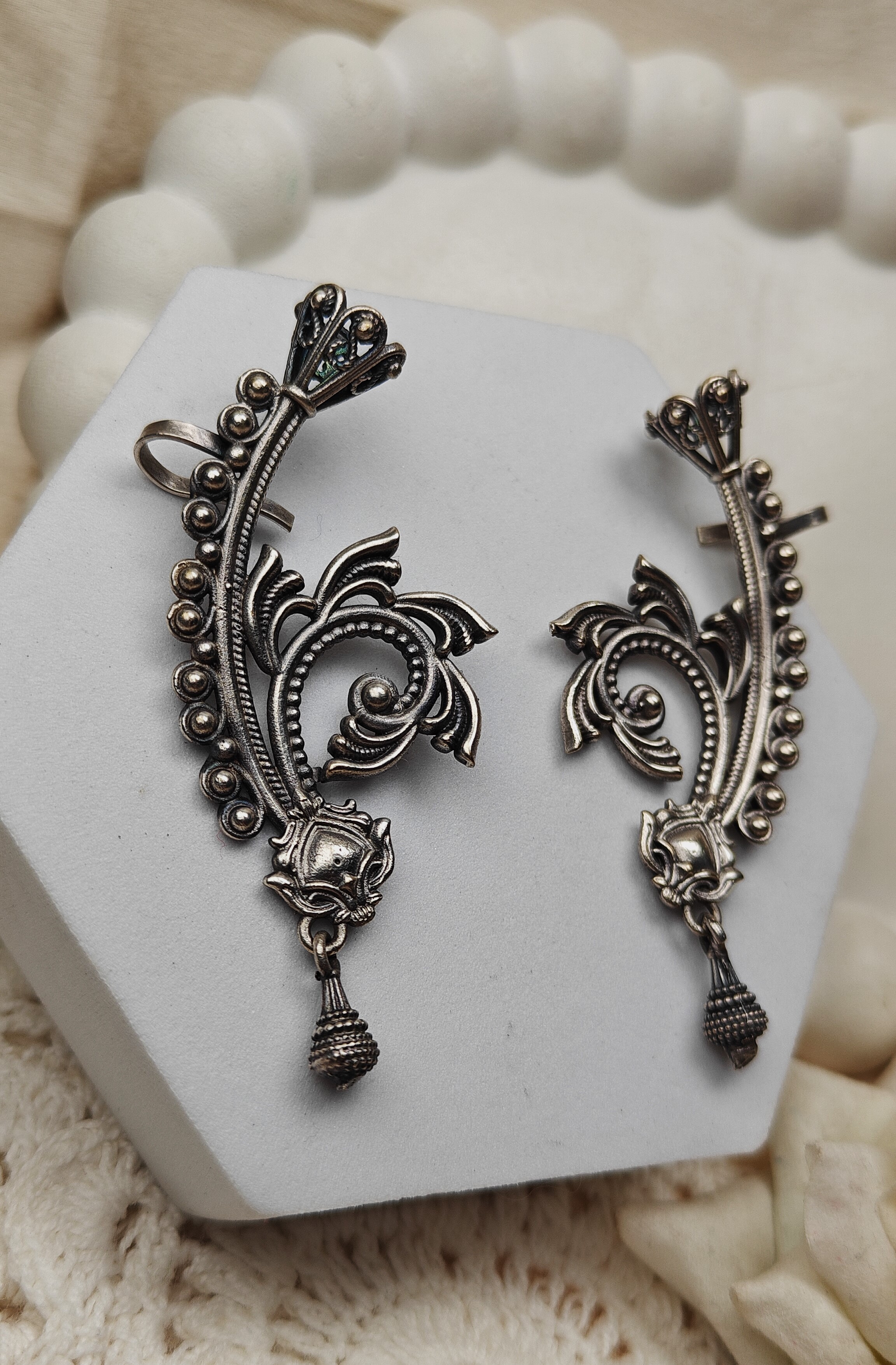Tribal Flora Oxidised Ear Cuffs