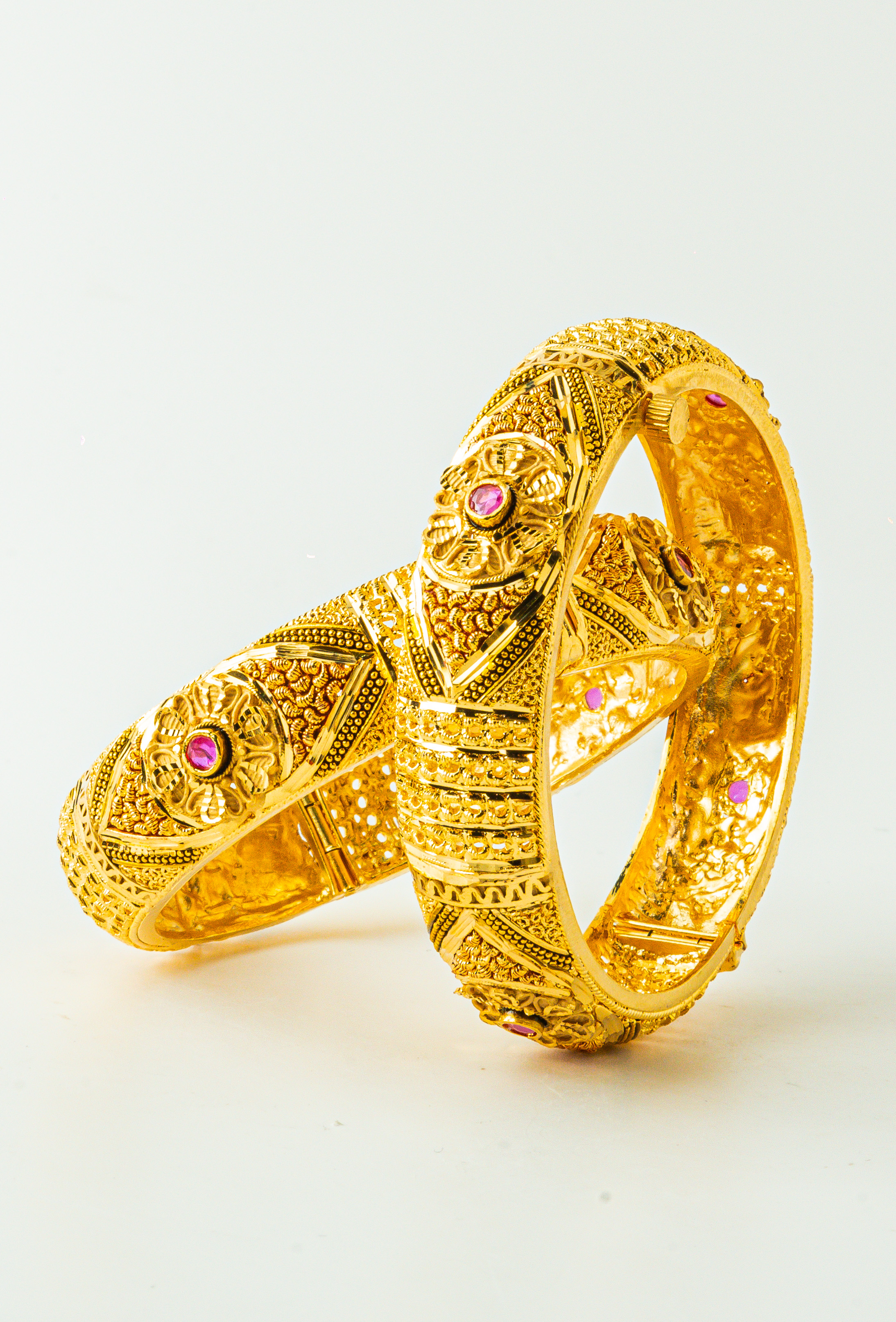 Crimson Spark Gold Screw Bangles