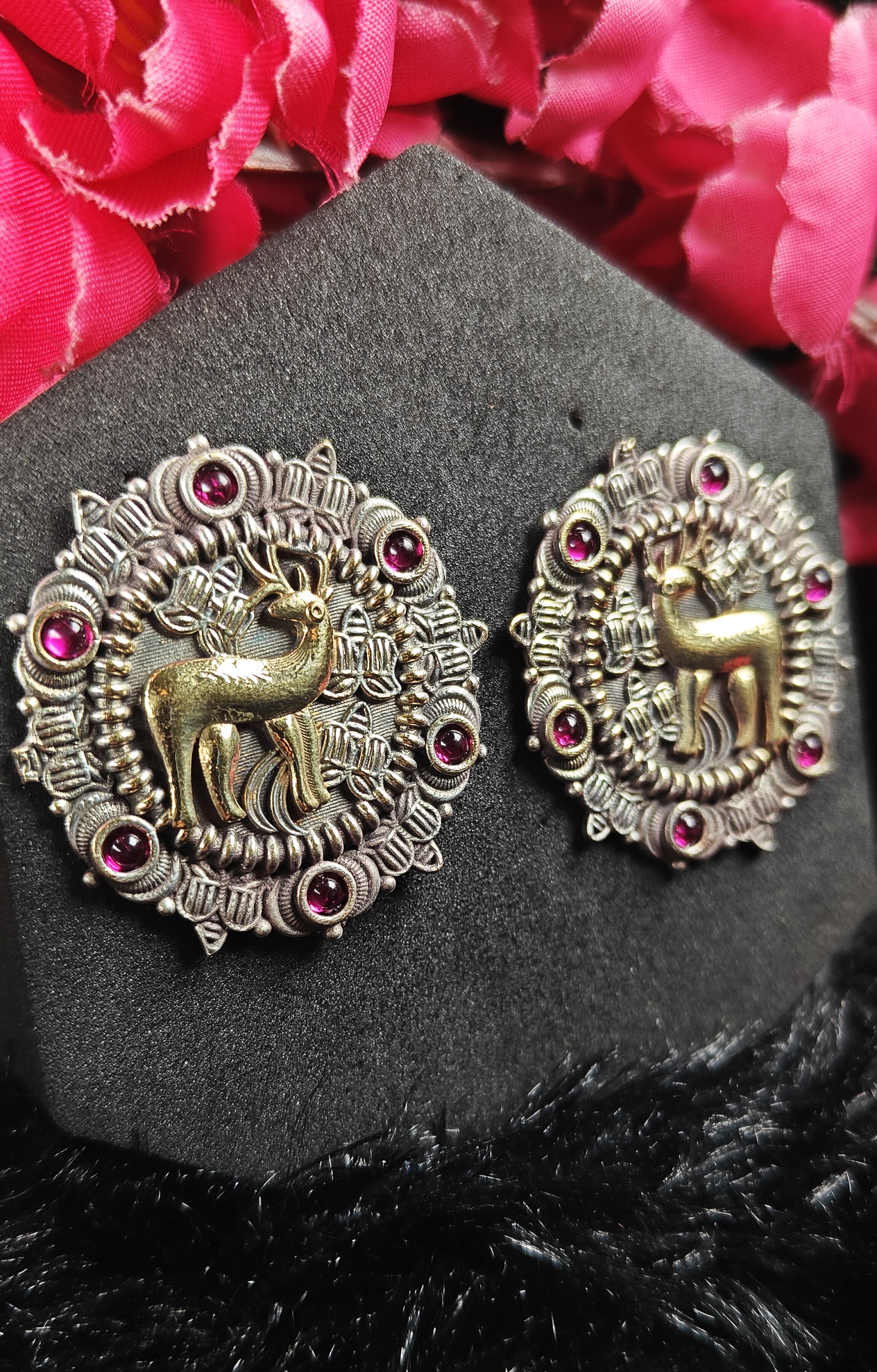 Regal Stag Oxidised Round Studs