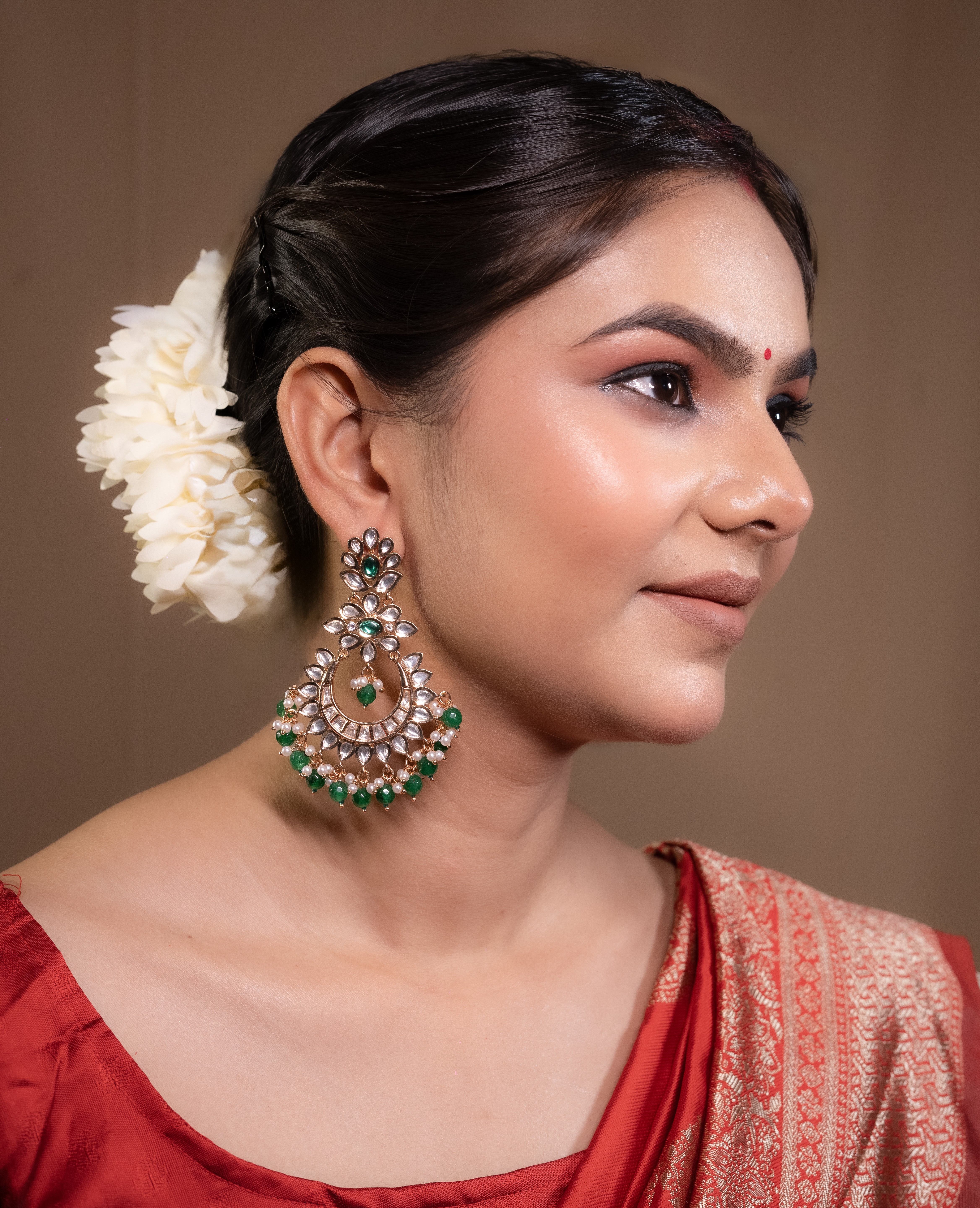 Emerald Essence Kundan Studs