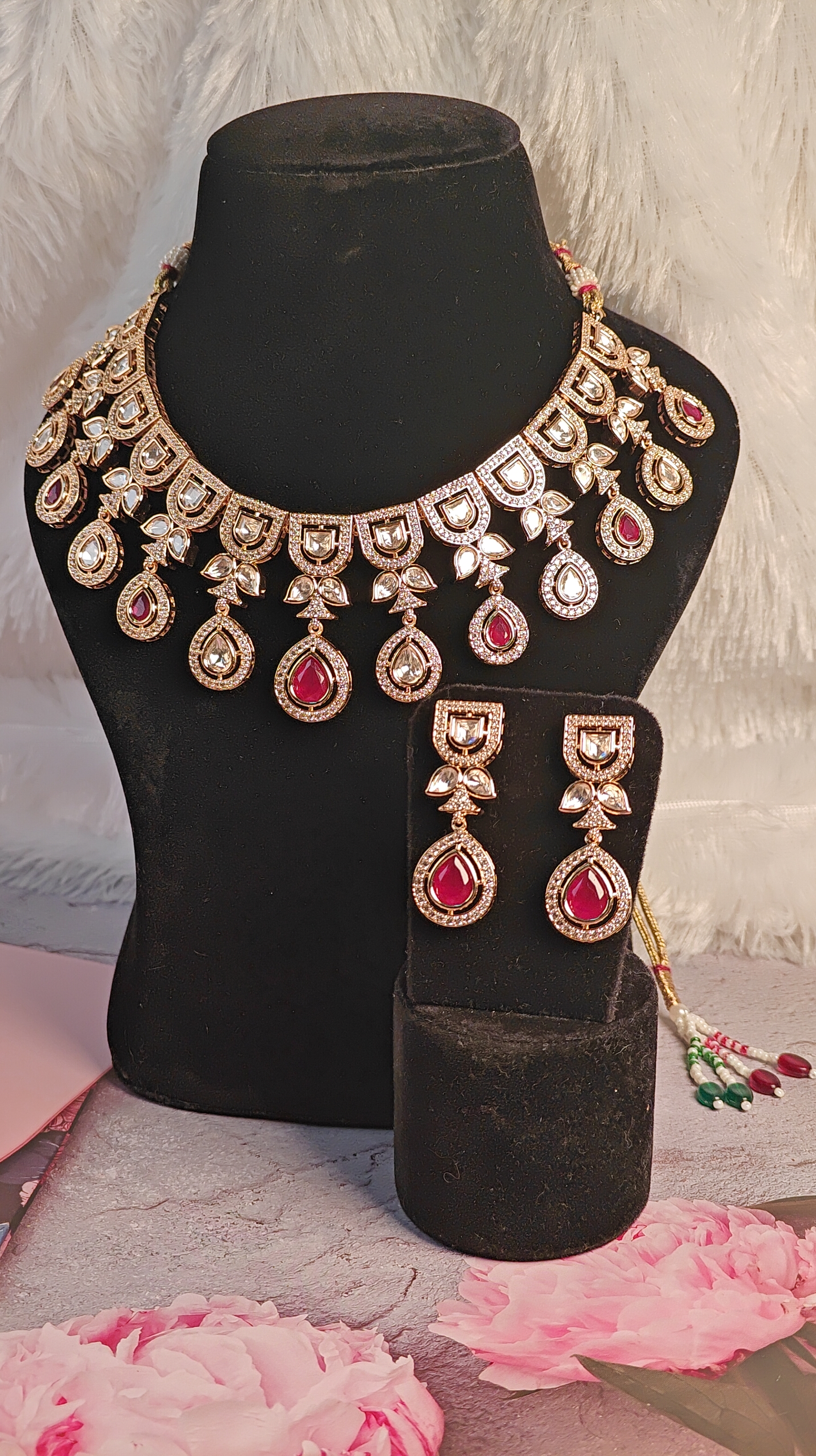 Royal Ruby Bridal Kundan Necklace Set