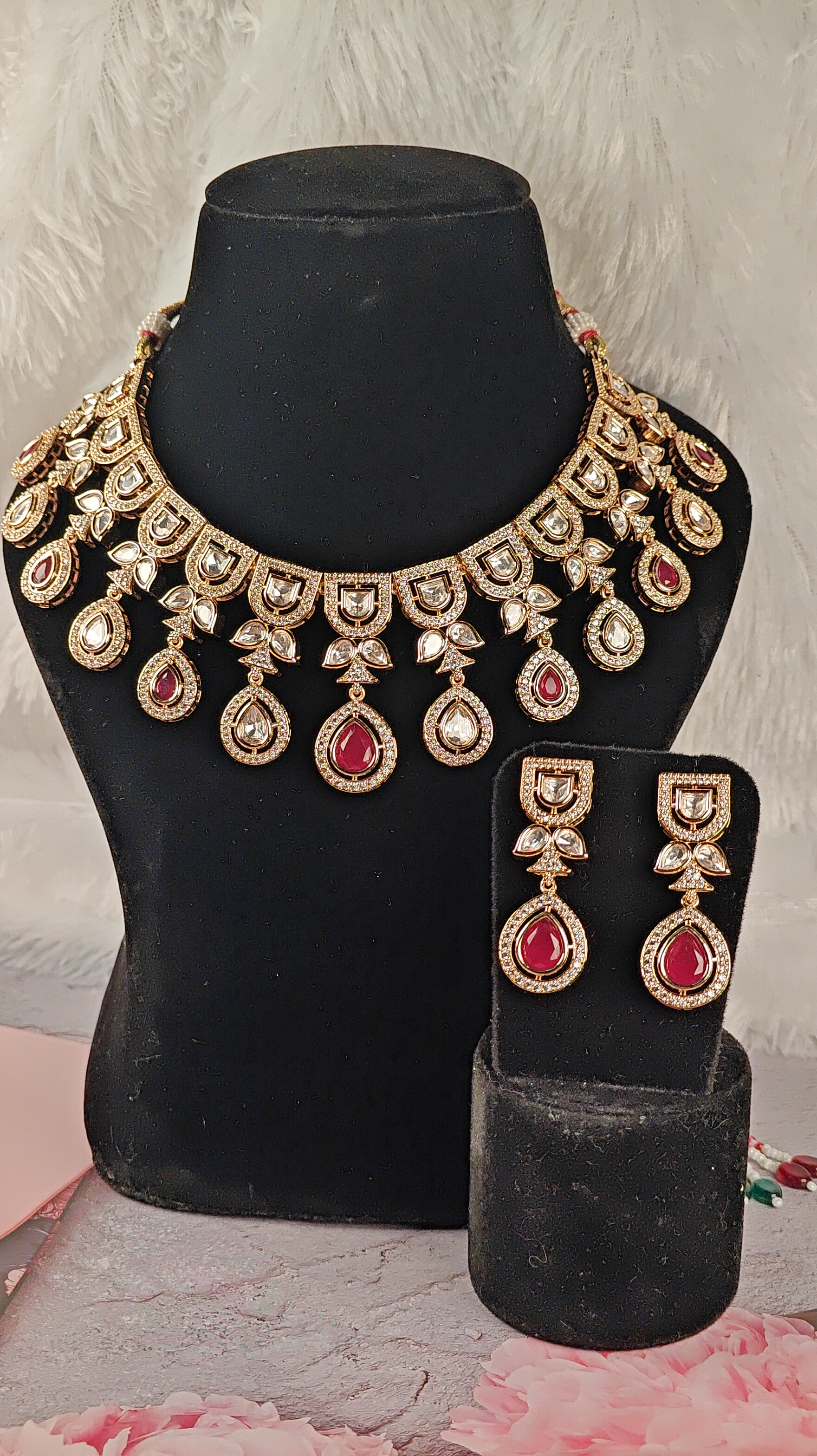 Royal Ruby Bridal Kundan Necklace Set