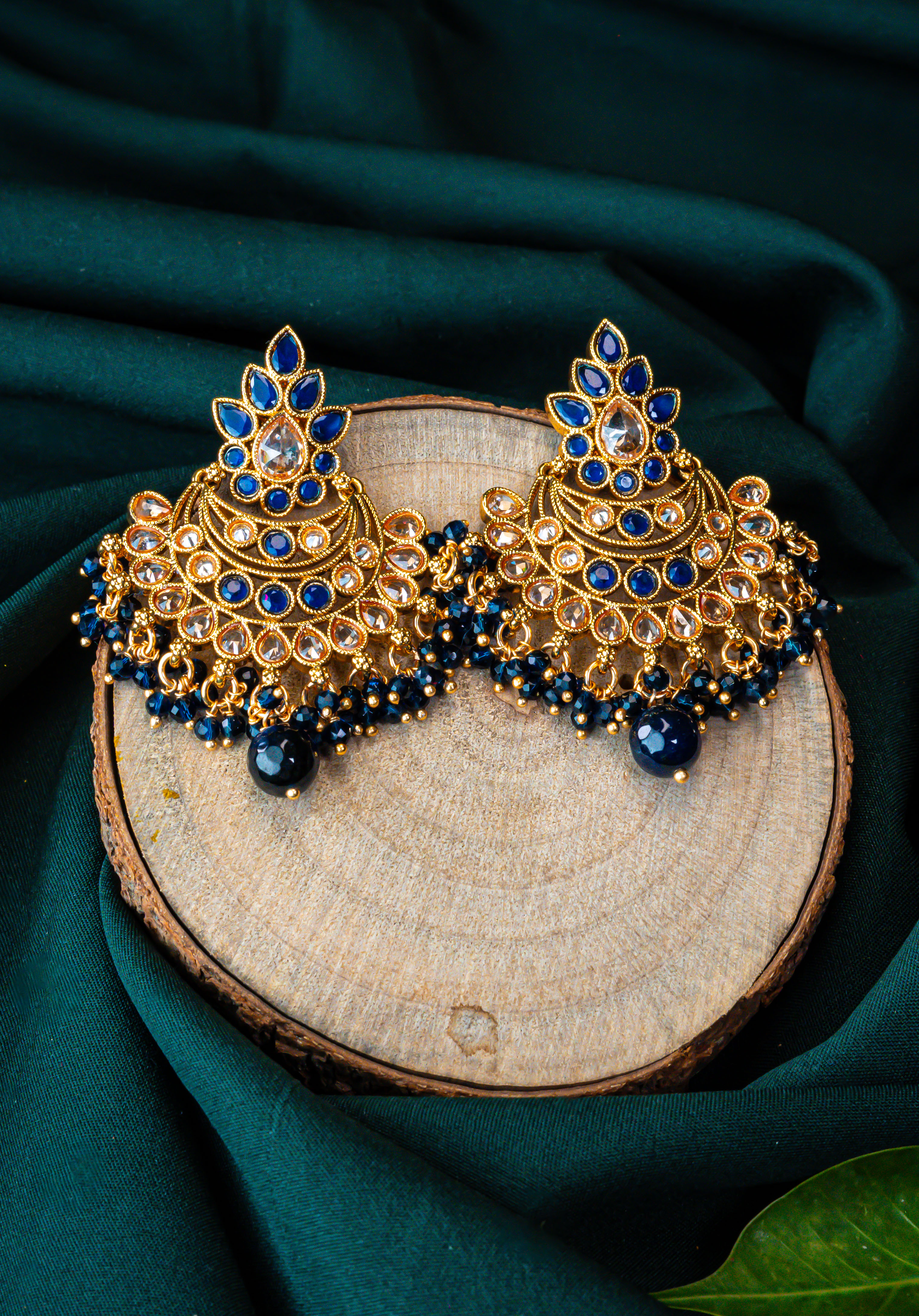 Sapphire Shine Kundan Studs