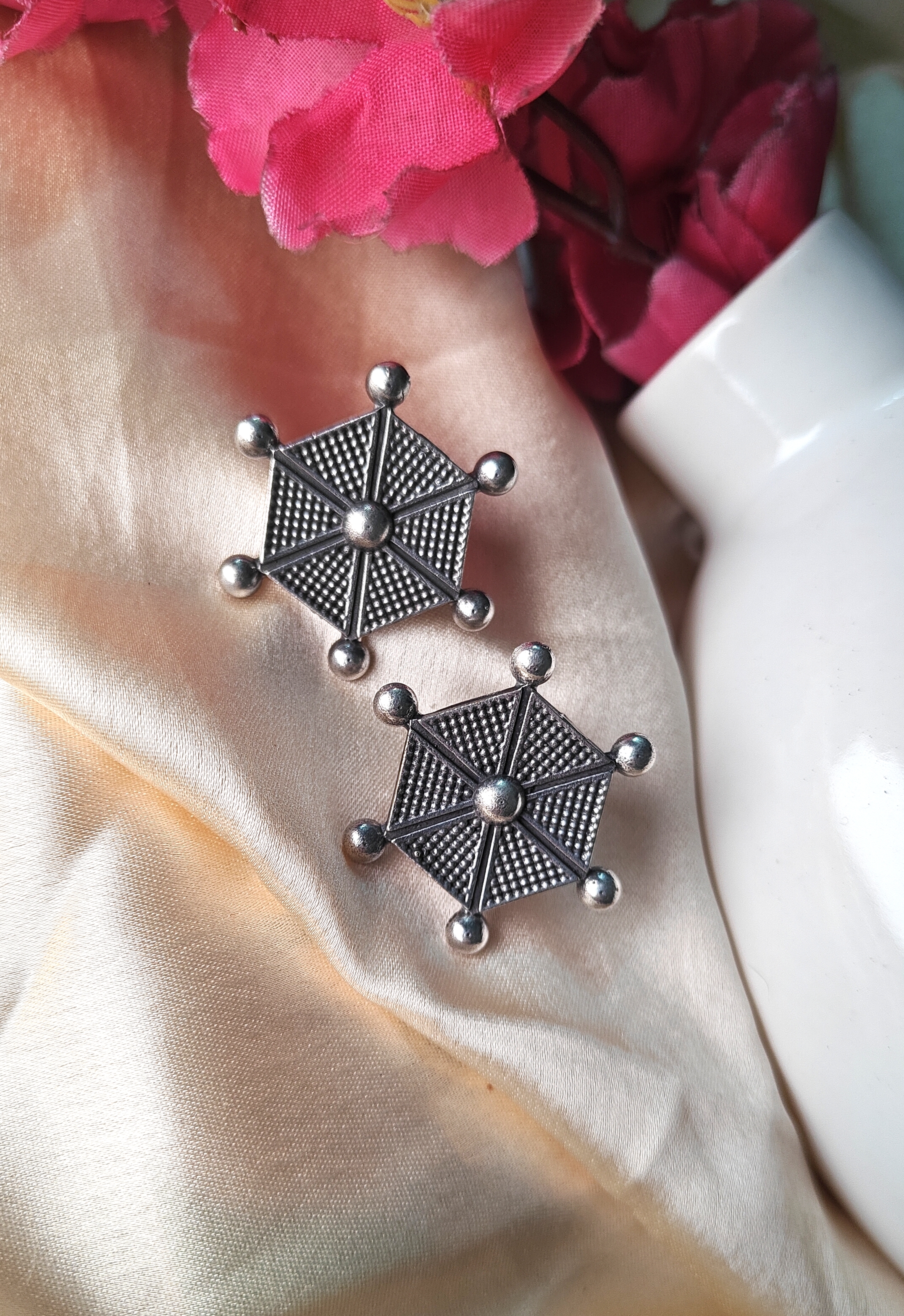Silver Starburst Ethnic Studs 