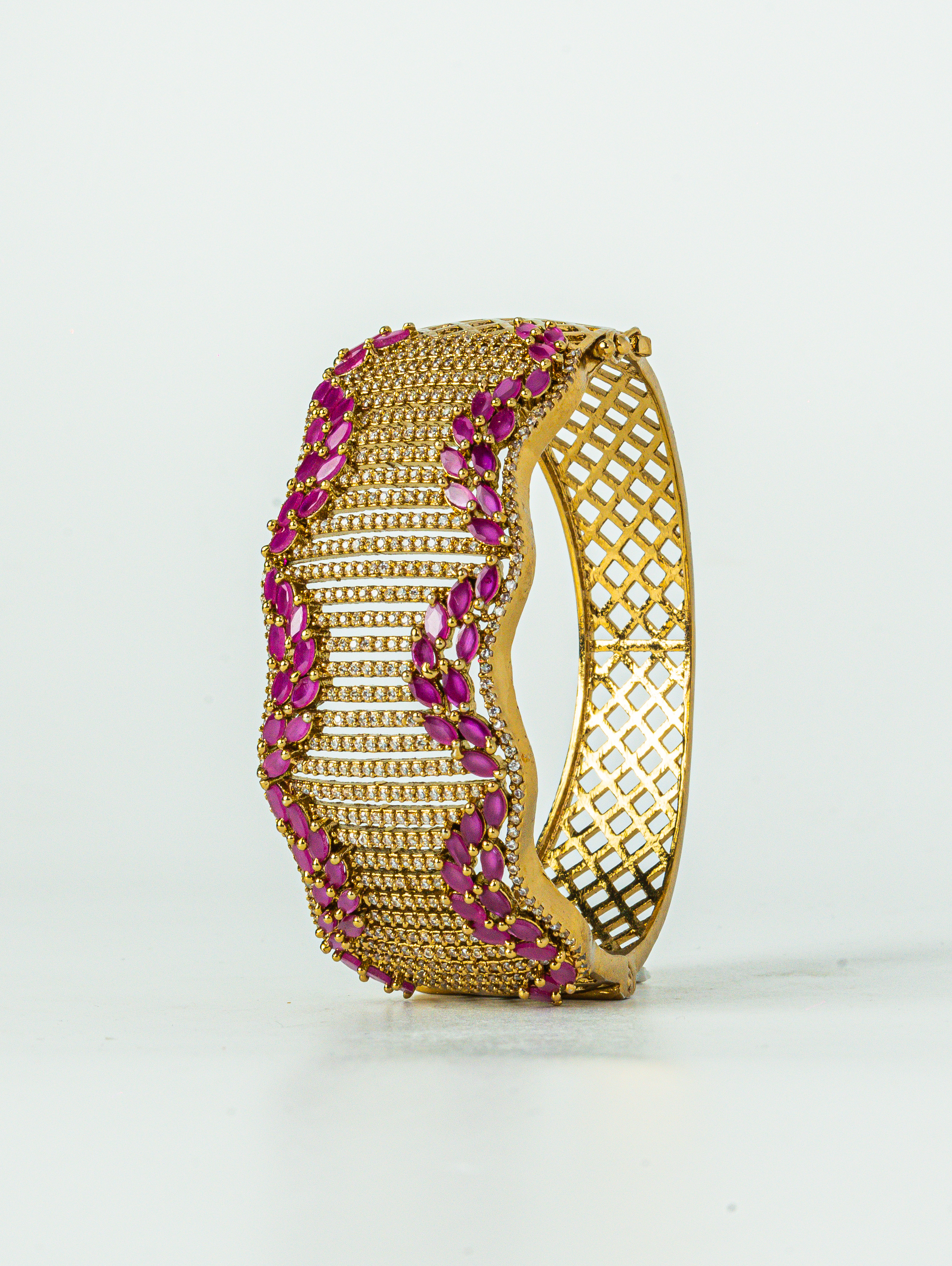 Vintage Ruby golden CZ Open Bracelet