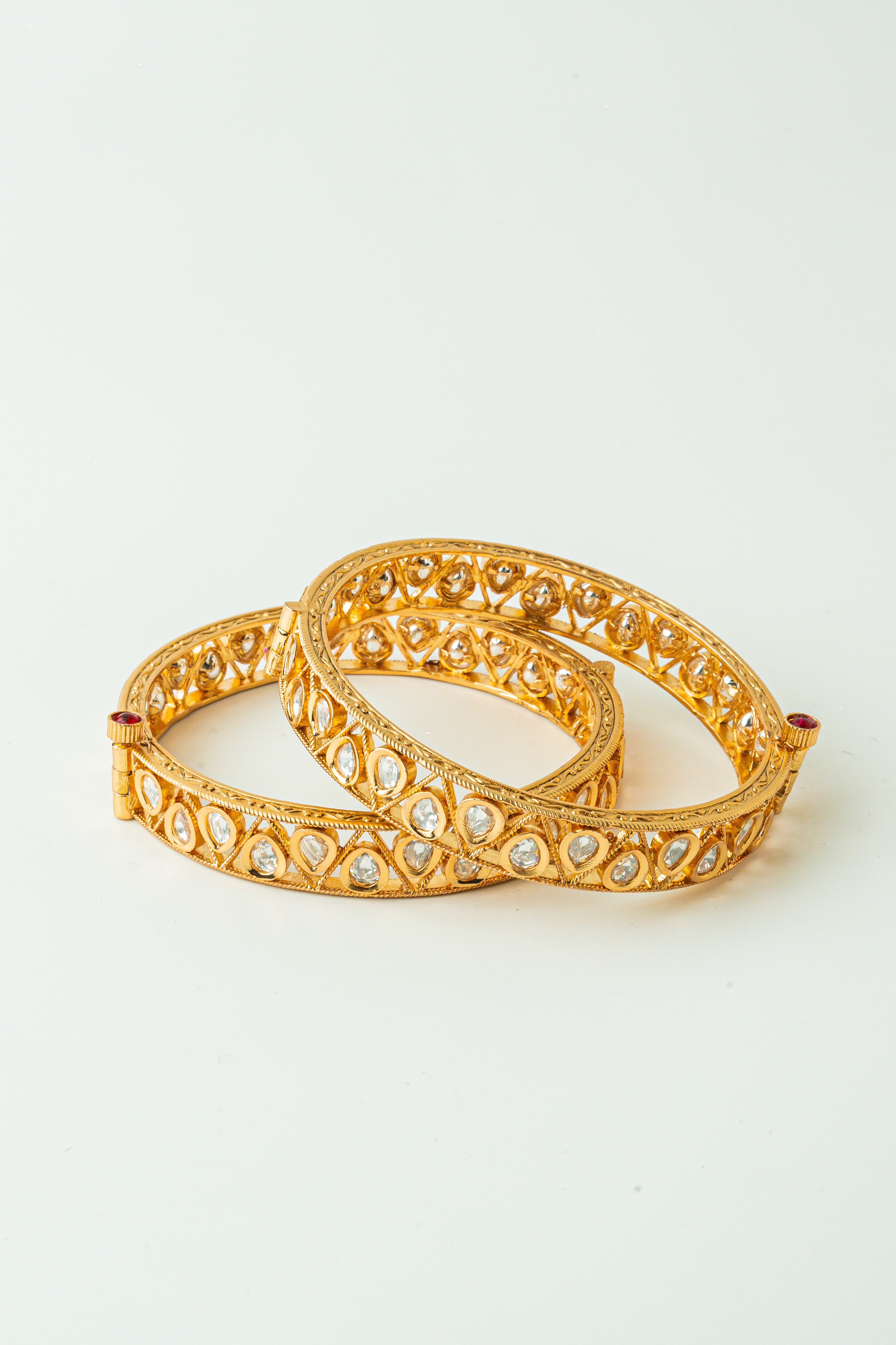 Heritage Kundan Screw Gold Bangles