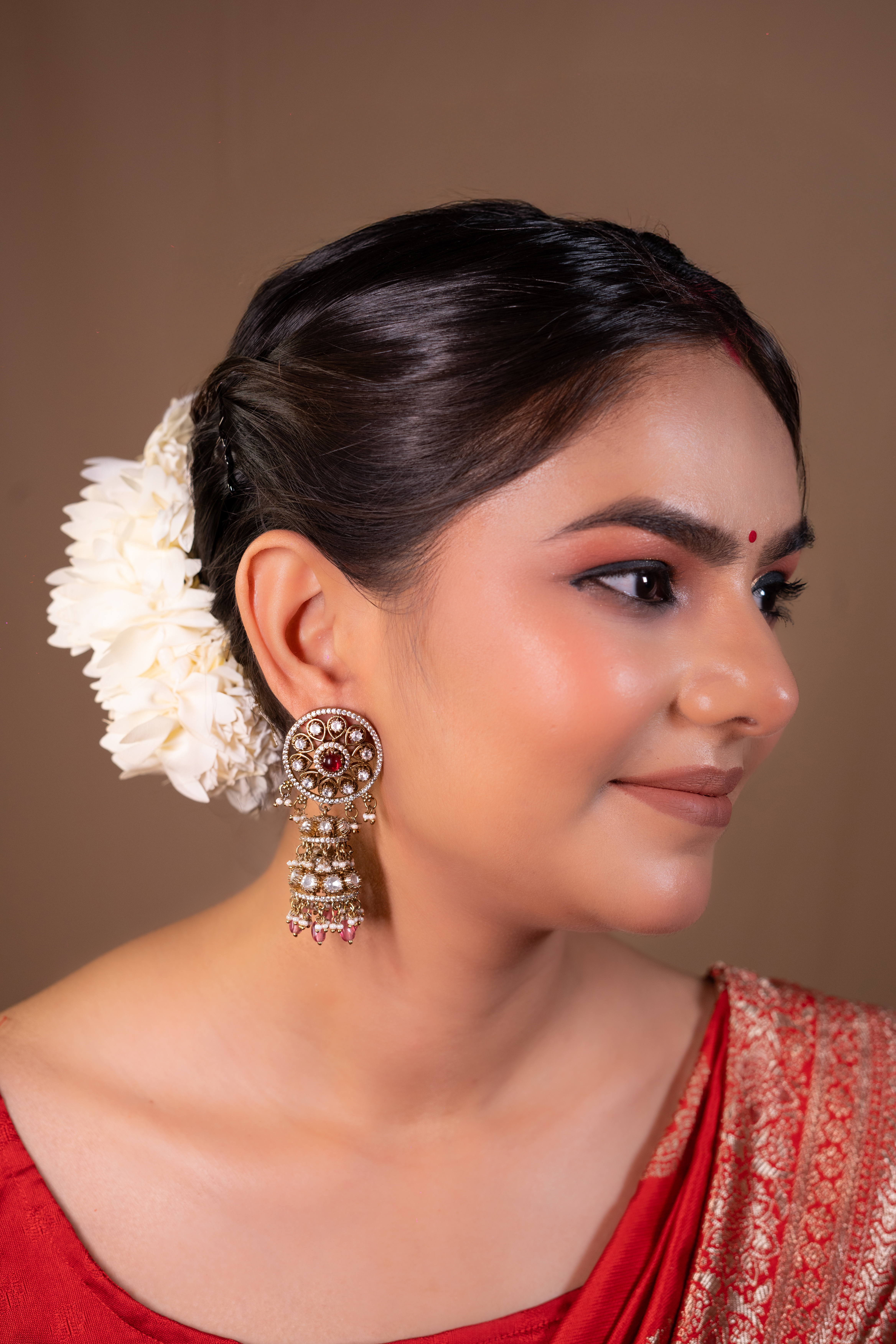 Ruby Glow Kundan Jhumkis