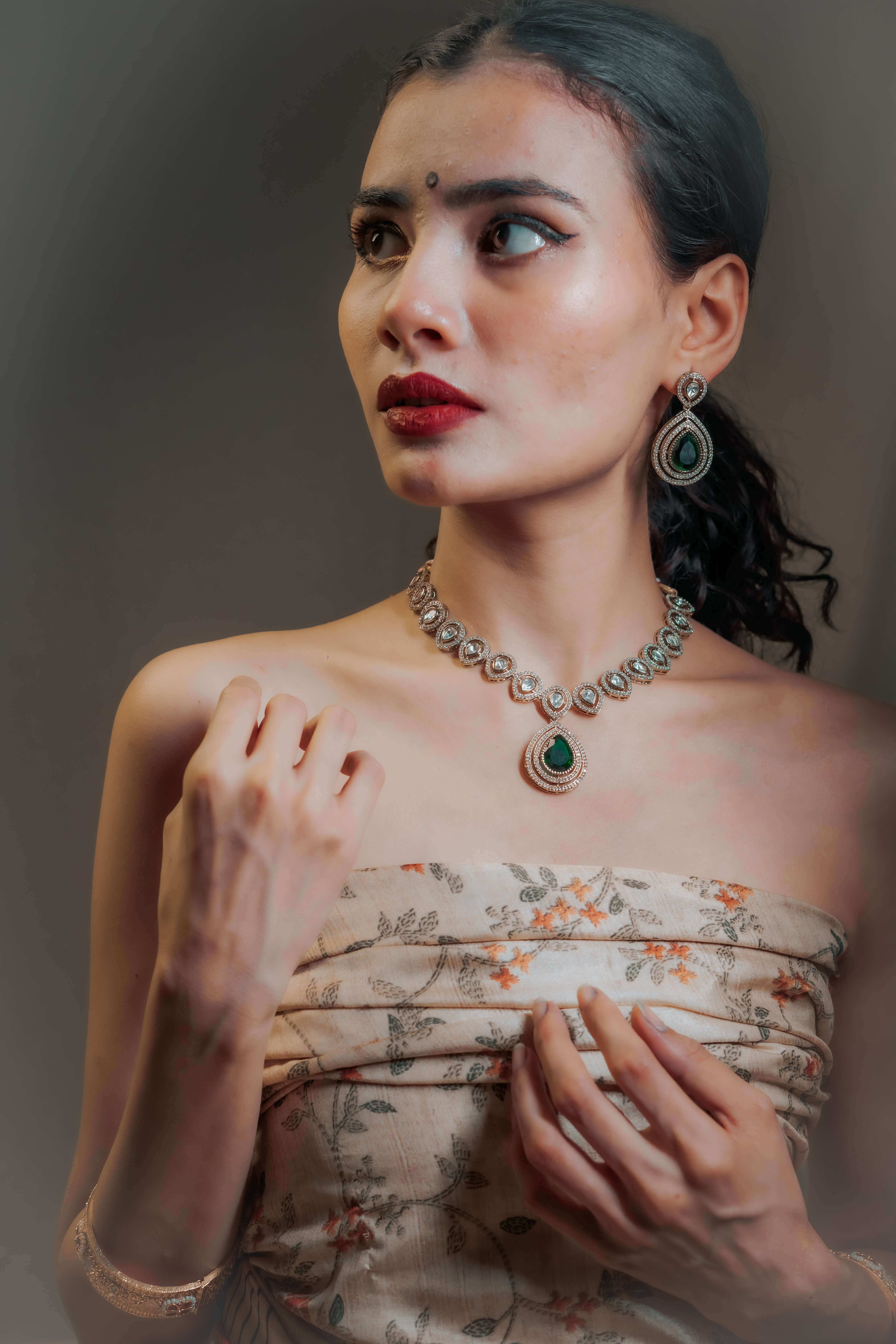 Mint Green Teardrop Kundan Necklace