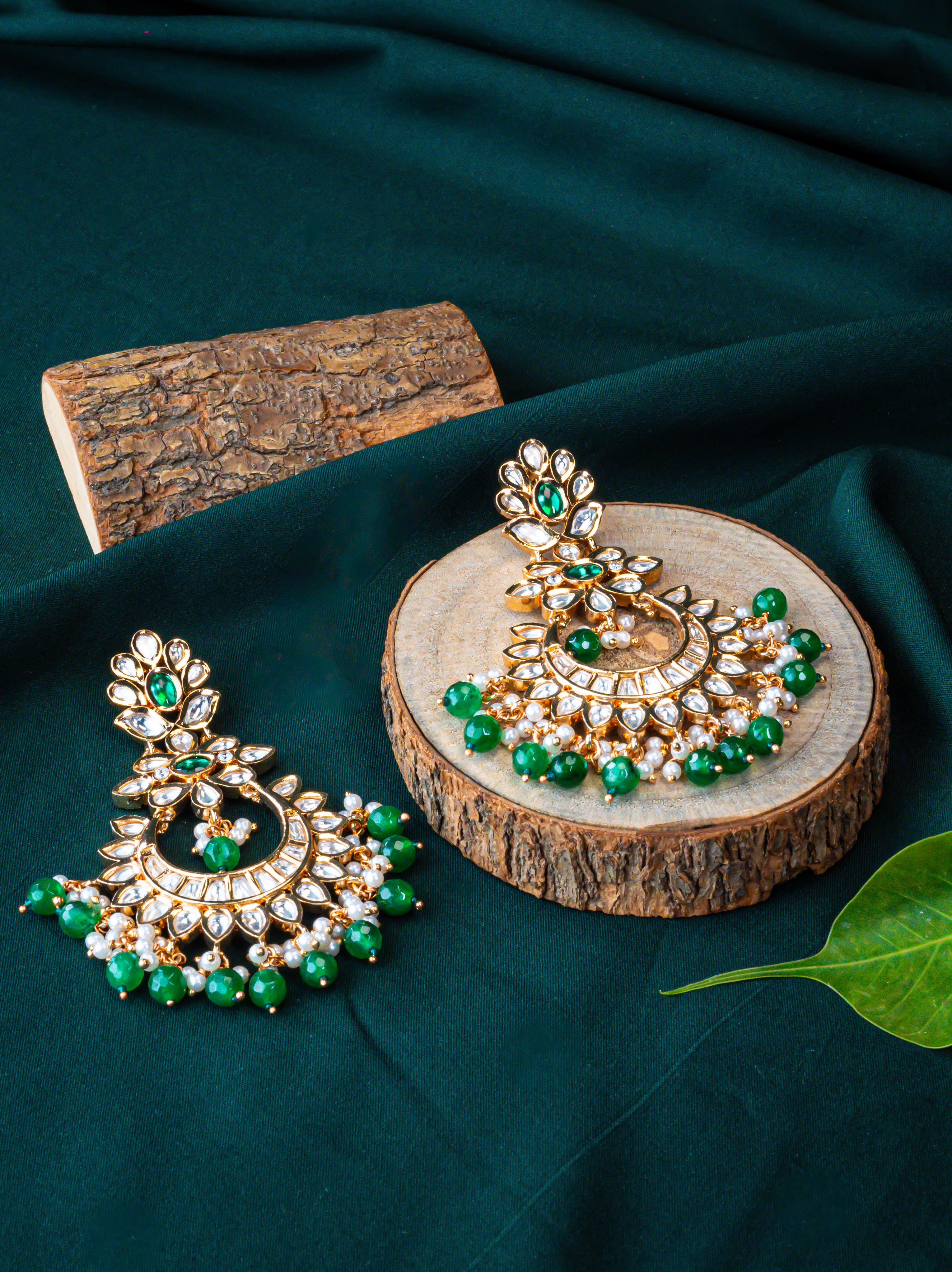 Emerald Essence Kundan Studs