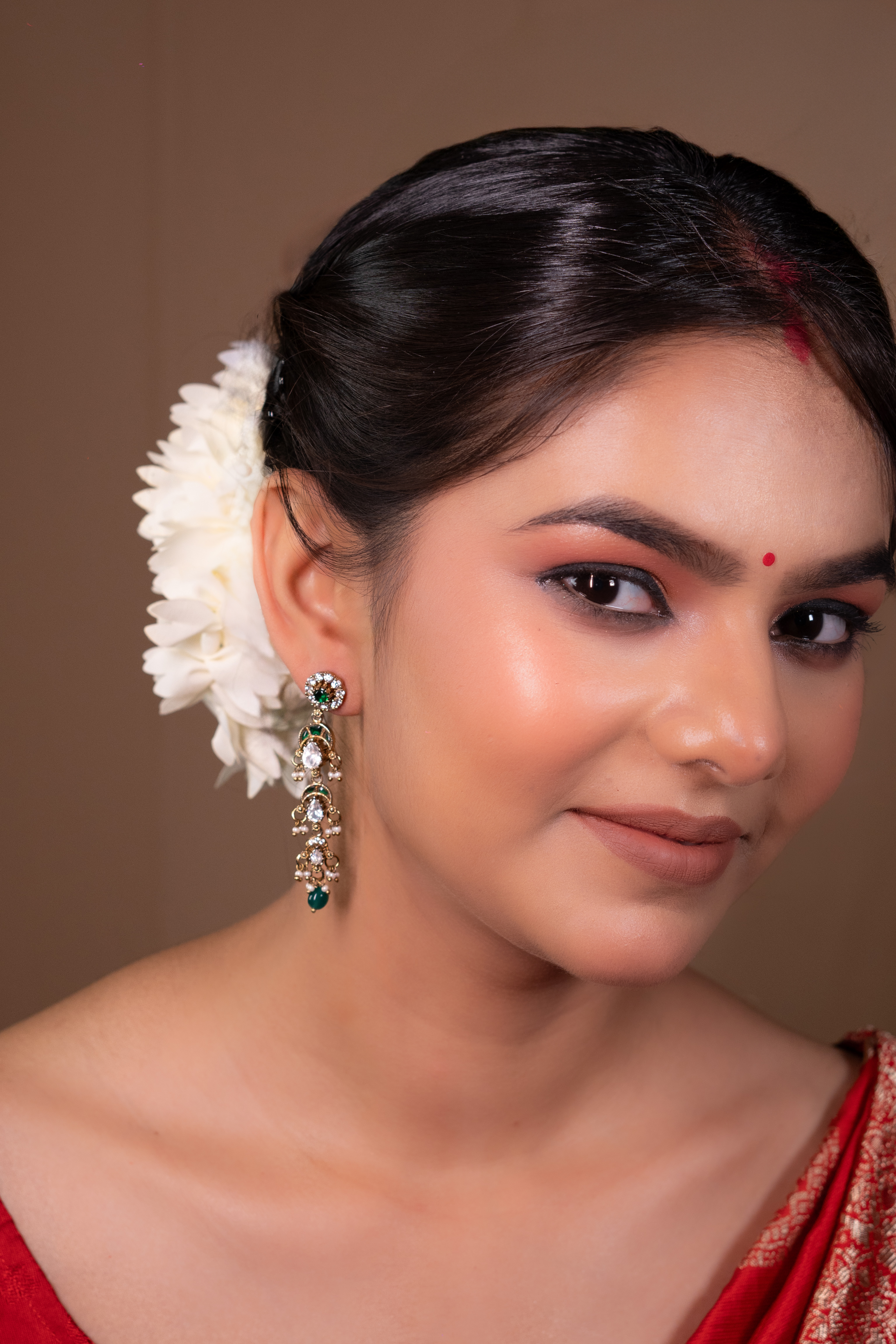 Emerald Meenakari Kundan Danglers