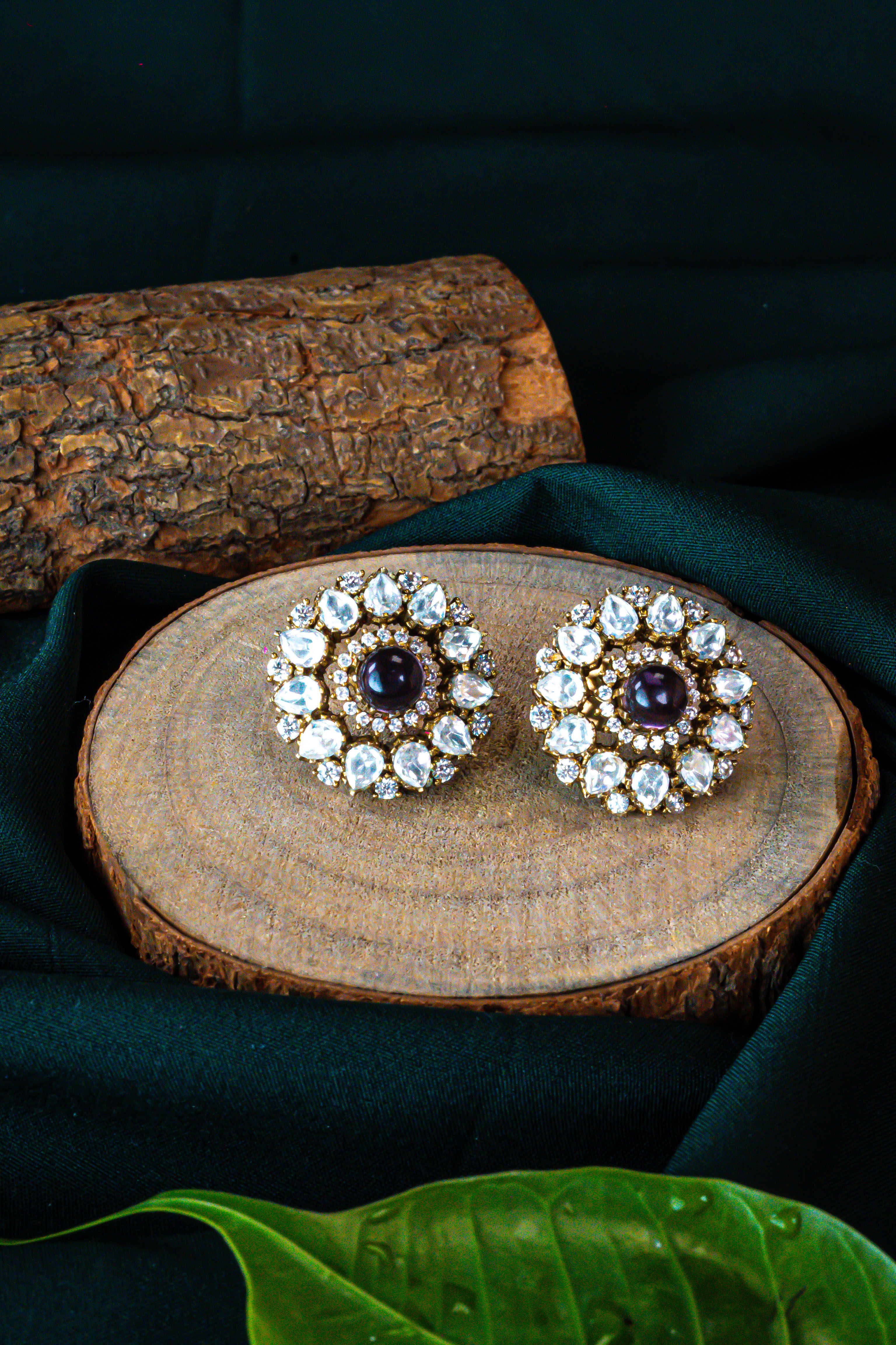 Vintage Blue Kundan Studs