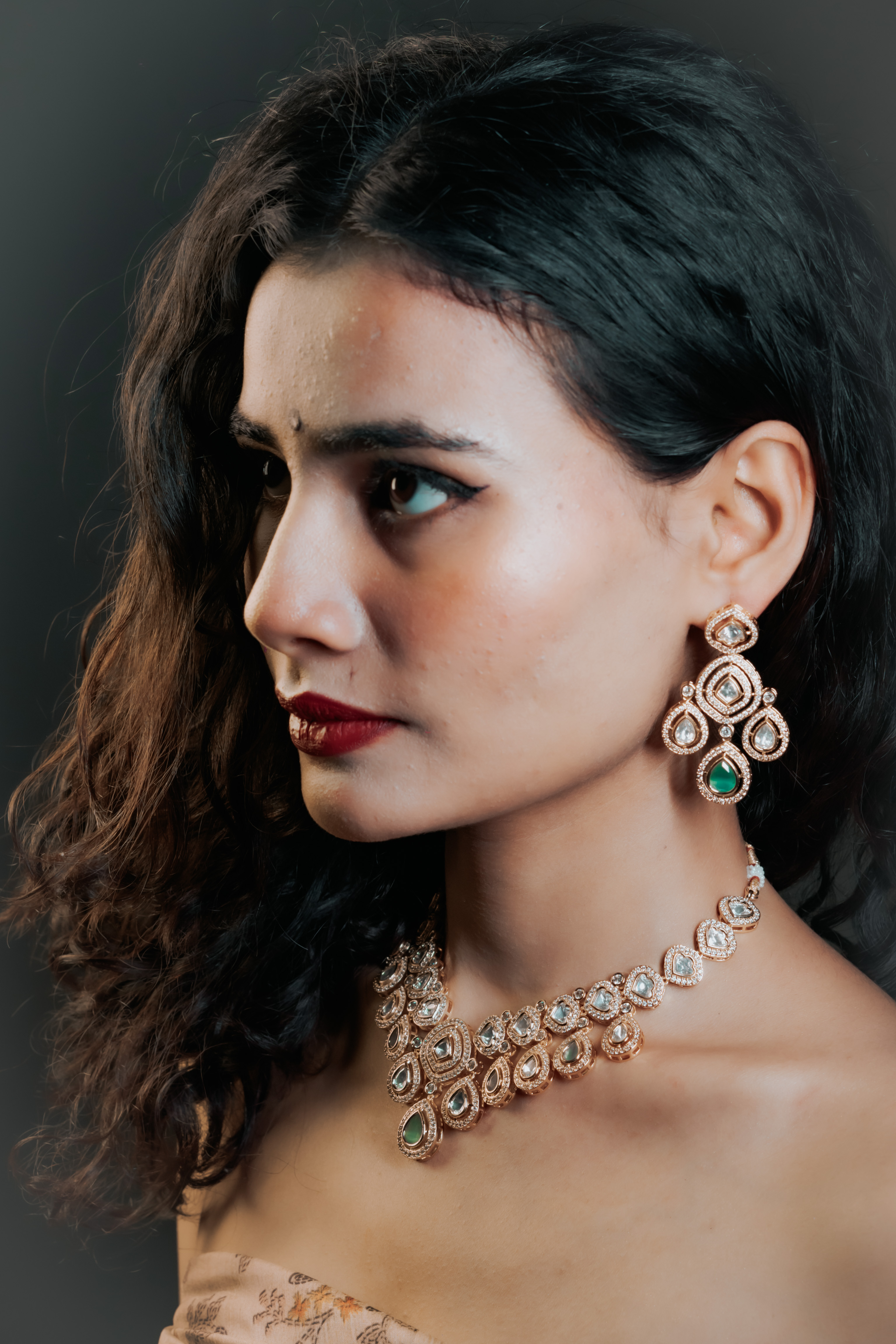 Mint Green CZ Kundan Necklace