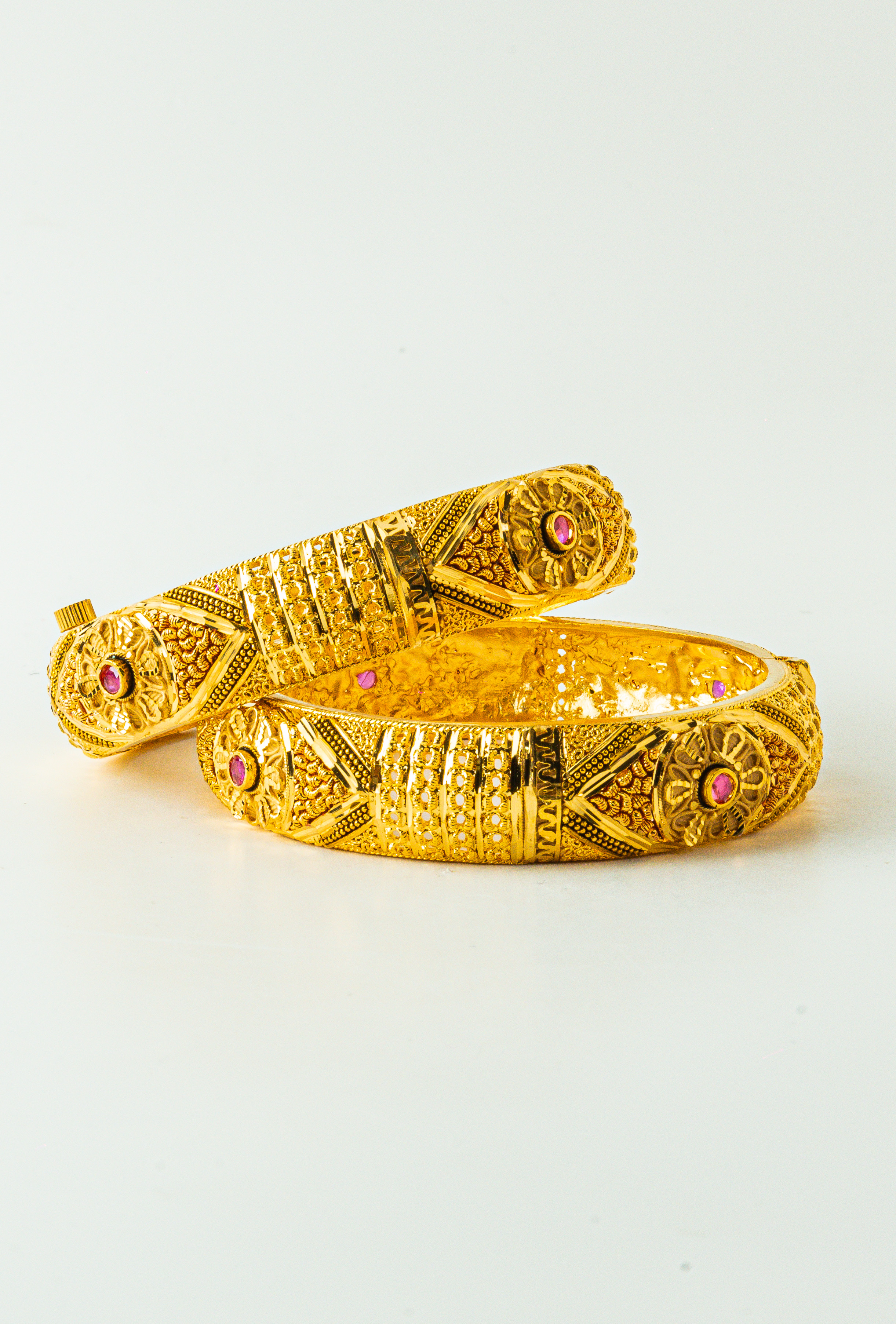 Crimson Spark Gold Screw Bangles