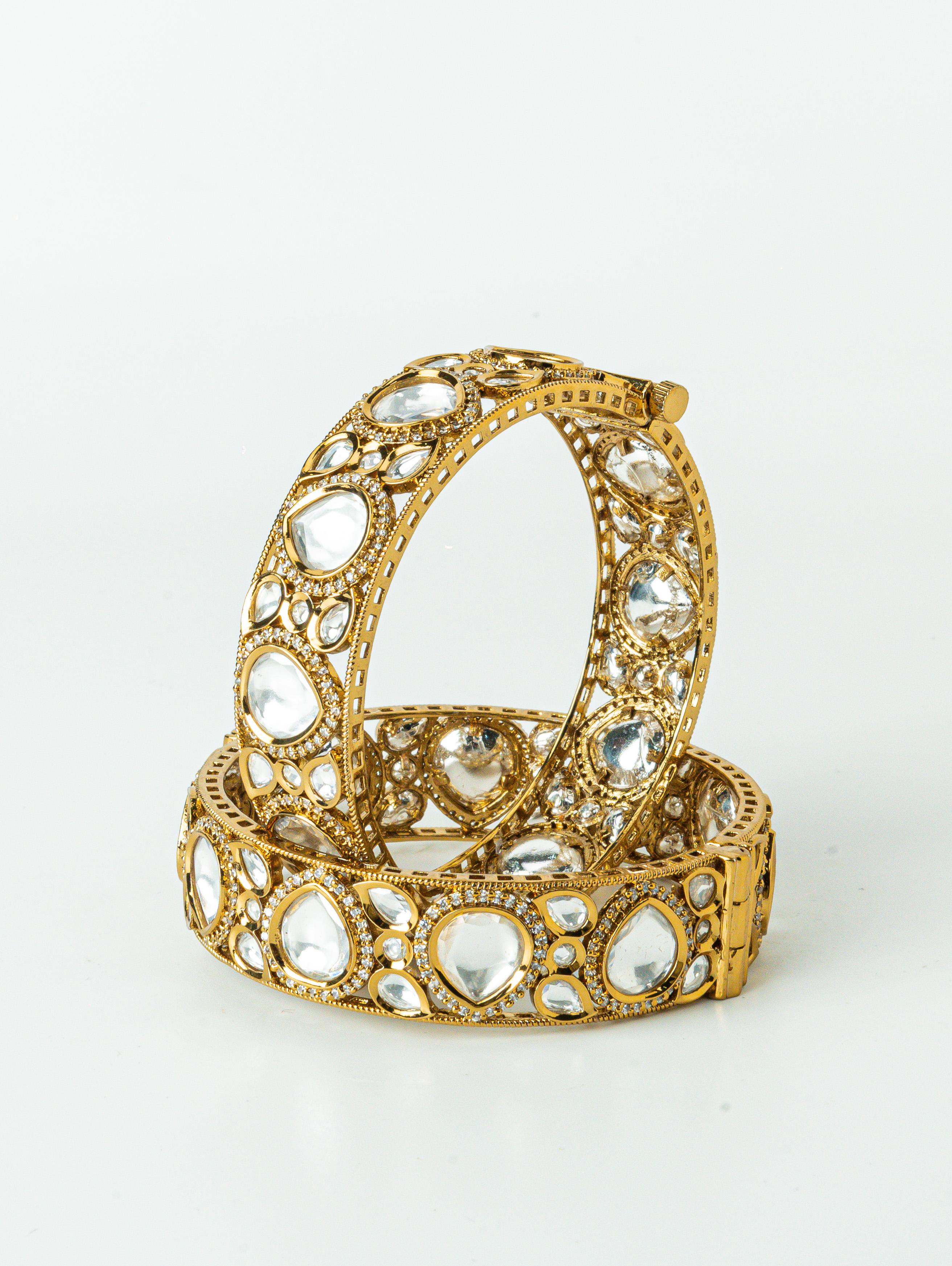 Antique Kundan CZ Screw Bangles