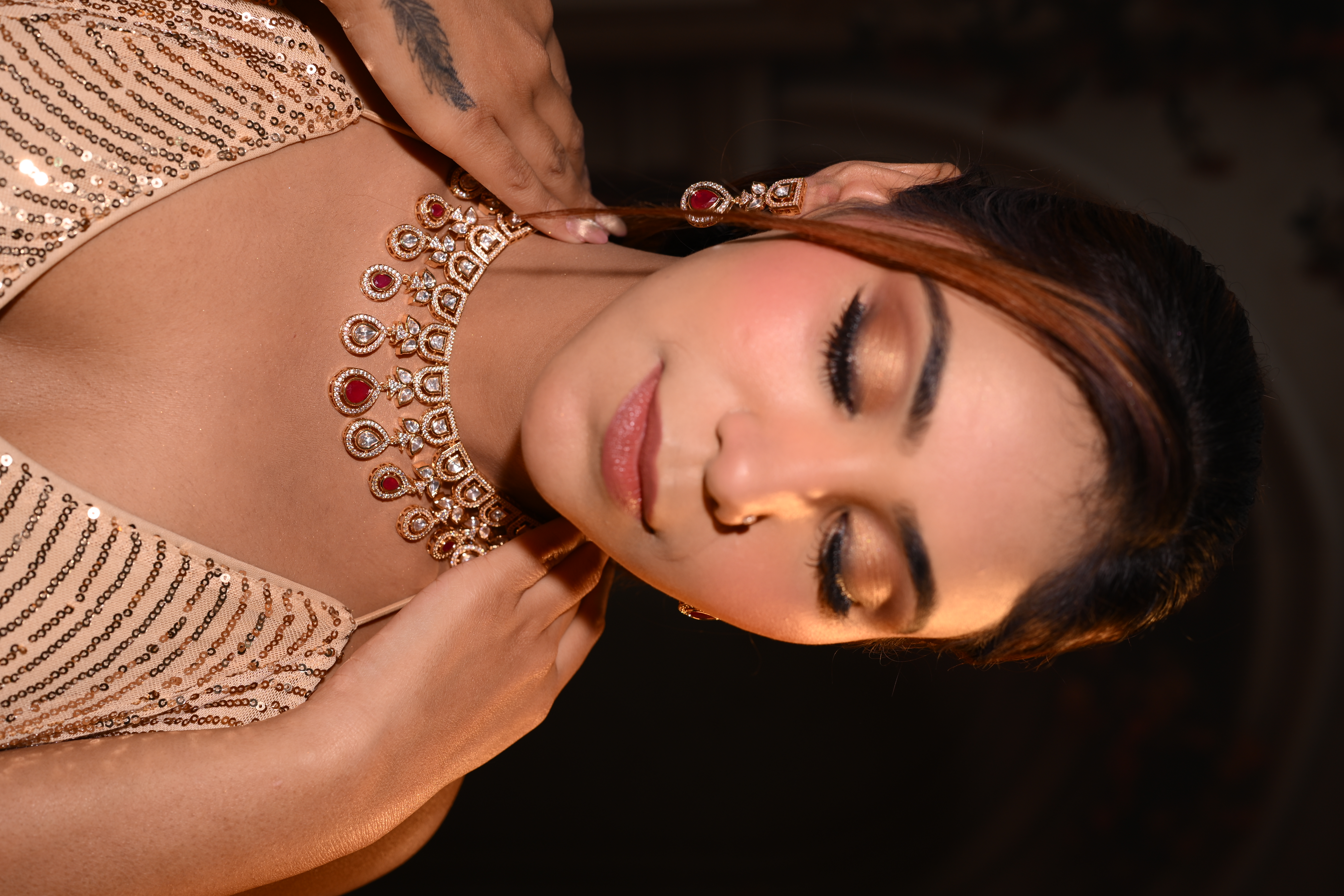 Royal Ruby Bridal Kundan Necklace Set