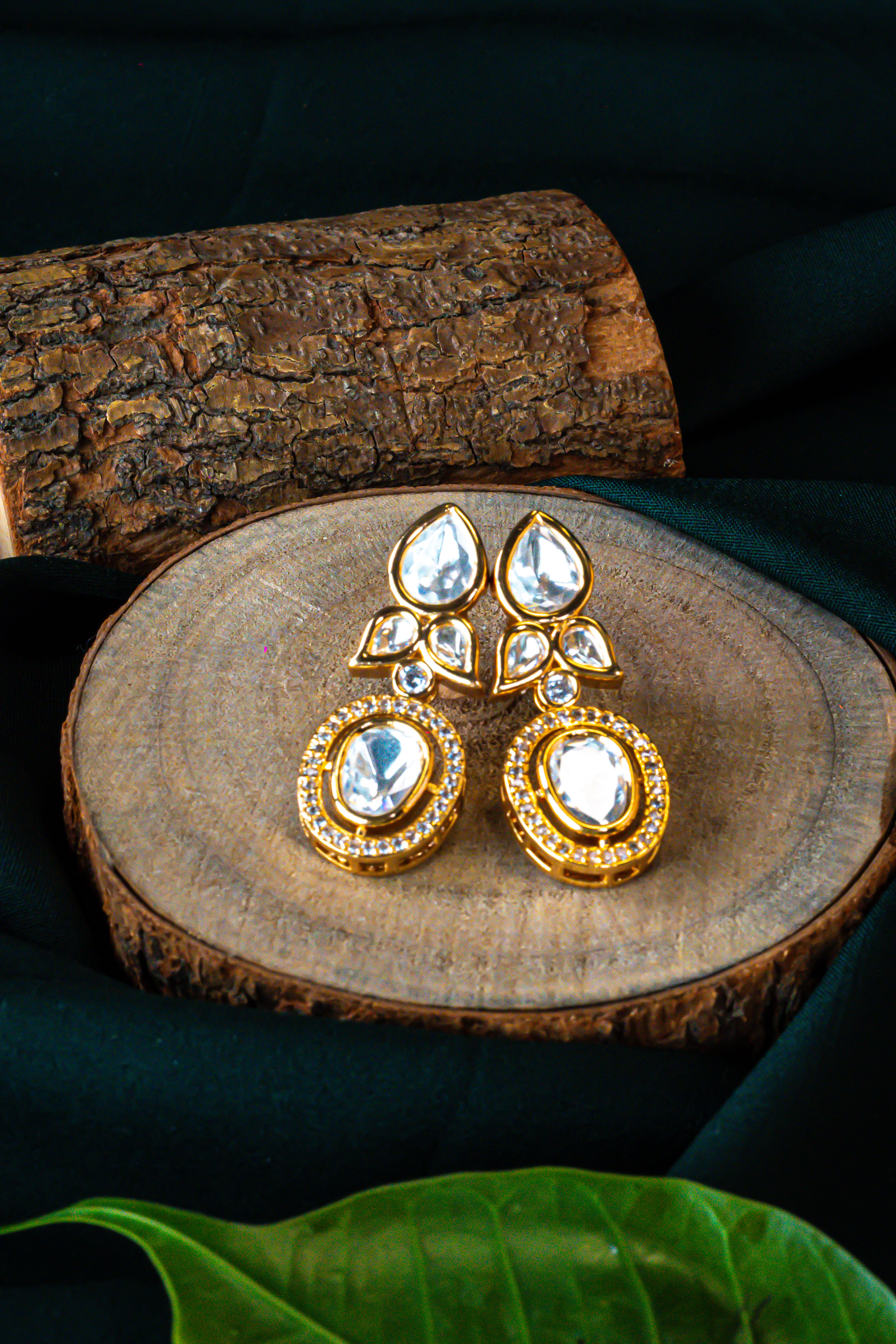 Golden Cascade Kundan Earrings