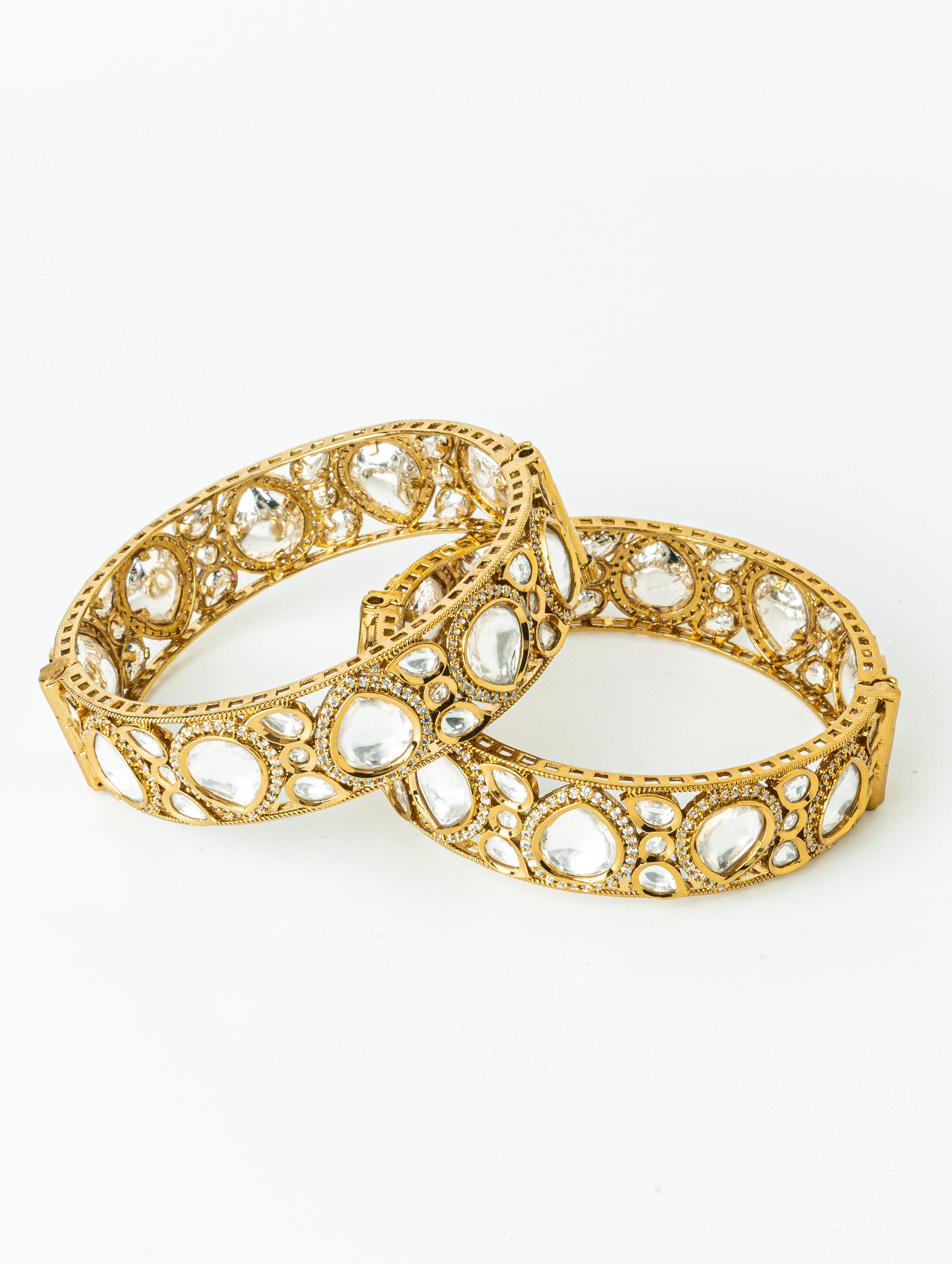 Antique Kundan CZ Screw Bangles