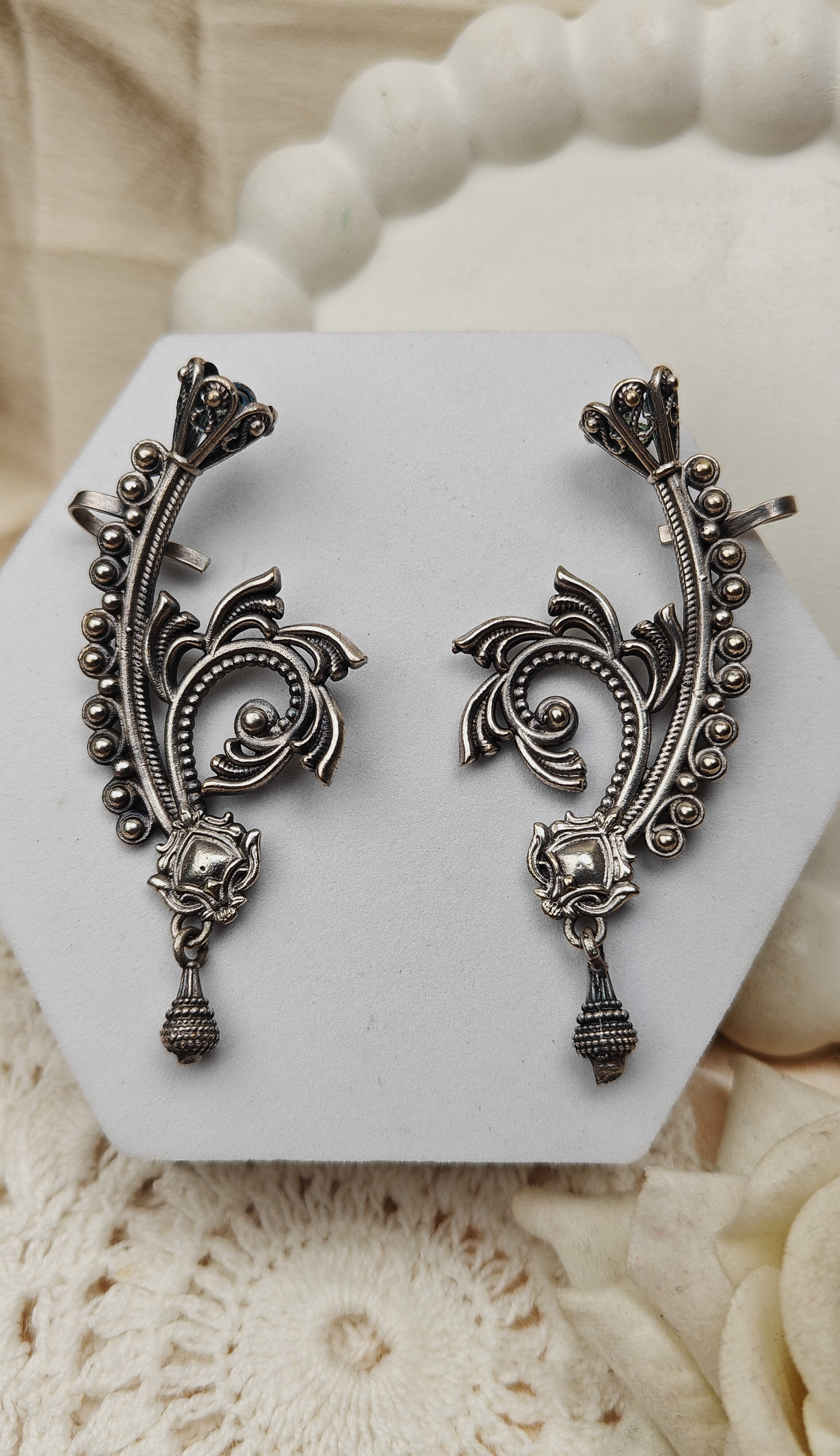 Tribal Flora Oxidised Ear Cuffs